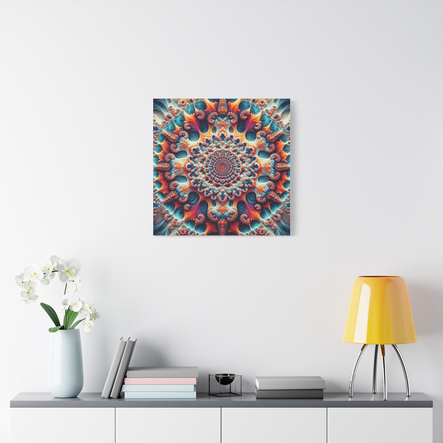 Vibrant Fractal Art Canvas – Stunning Stretched Wall Decor for Home or Office