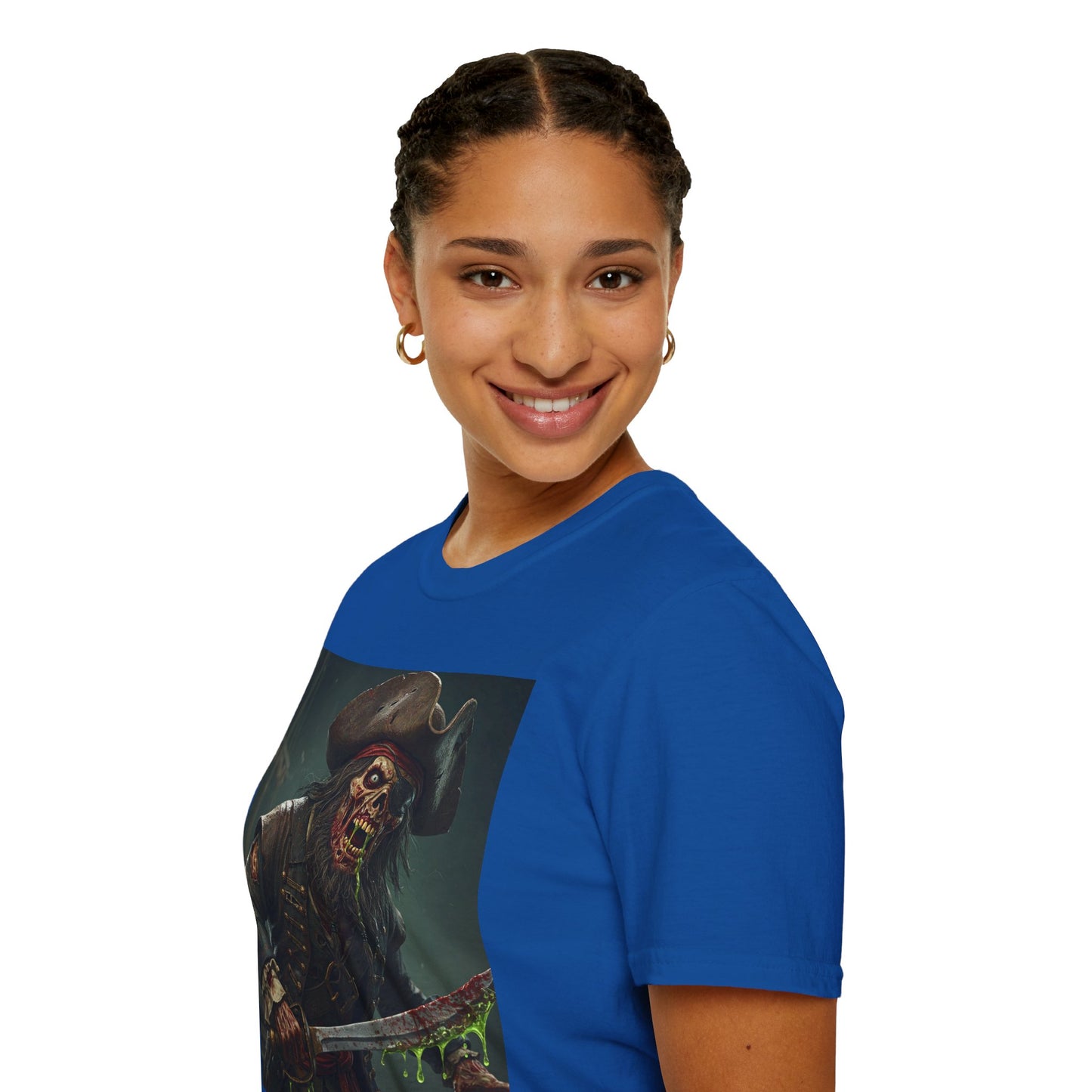 Zombie Pirate Graphic Unisex T-Shirt - Perfect for Halloween and Casual Wear