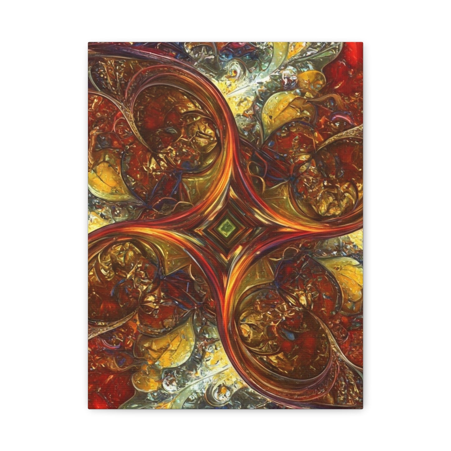 Abstract Art Matte Canvas Wall Decor - Vibrant Fractal Design, Colorful Home Accent