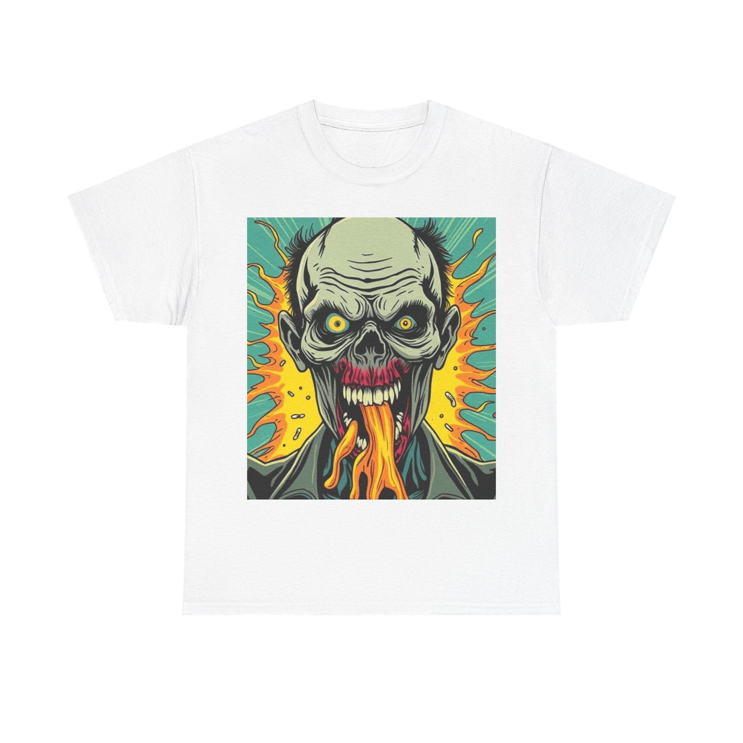 UK - Unisex Heavy Cotton Tee - Fiery Skull Graphic Shirt