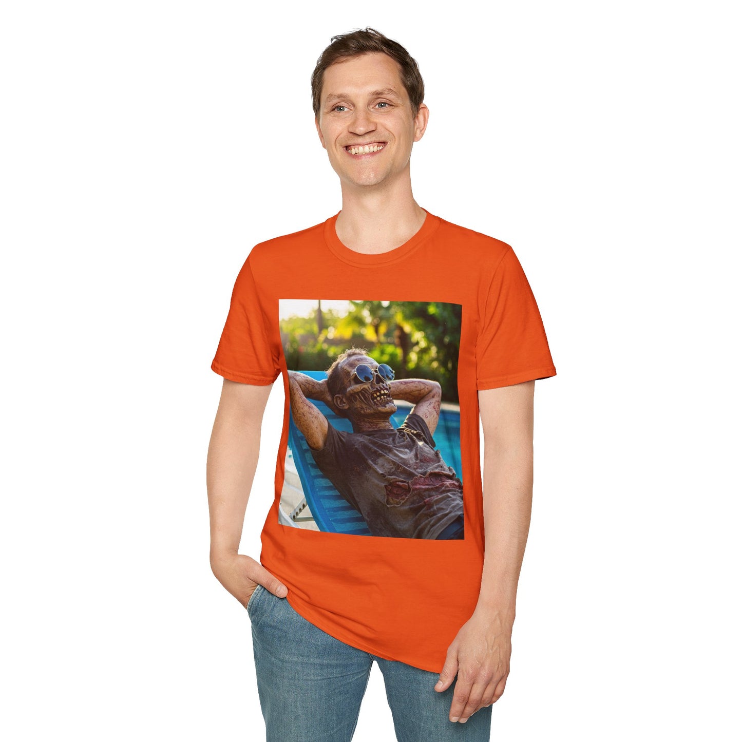 Chillin' Zombie Unisex Softstyle T-Shirt | Halloween Apparel
