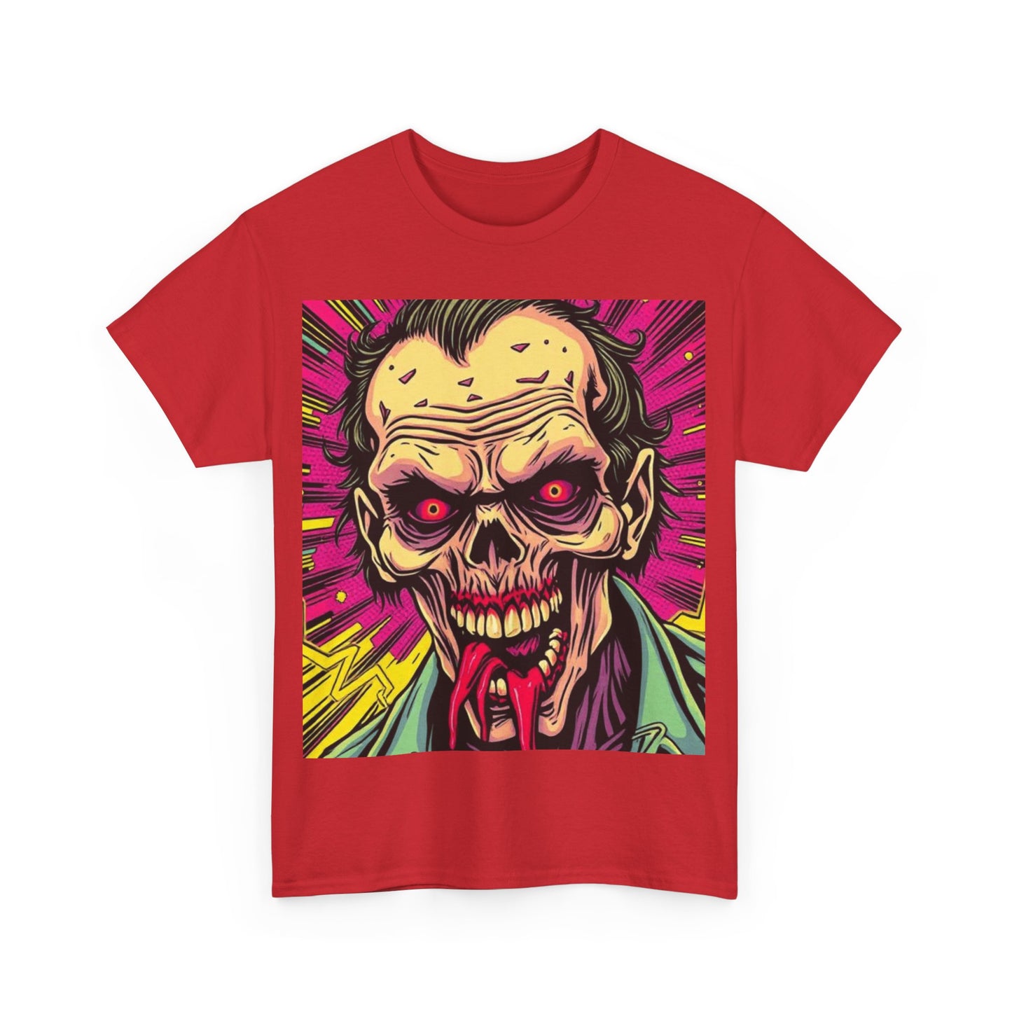 UK - Retro Zombie Graphic Unisex Heavy Cotton Tee - Perfect for Halloween and Horror Fans