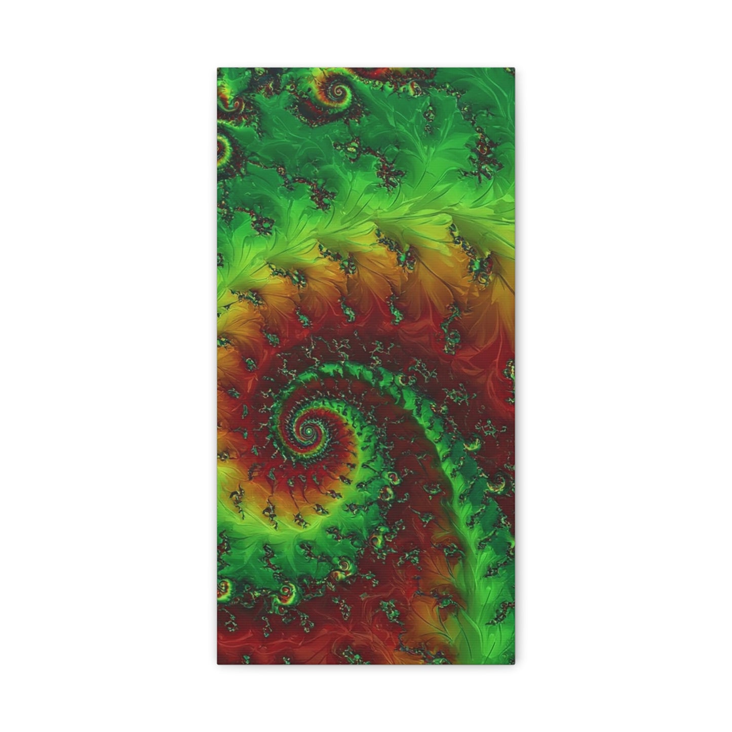 Vibrant Fractal Art Canvas - Green and Red Abstract Wall Decor