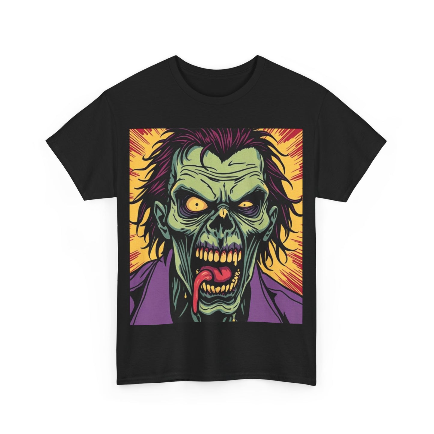 UK - Horror-Themed Unisex Heavy Cotton Tee - Zombie Graphic T-Shirt for Halloween & Casual Wear