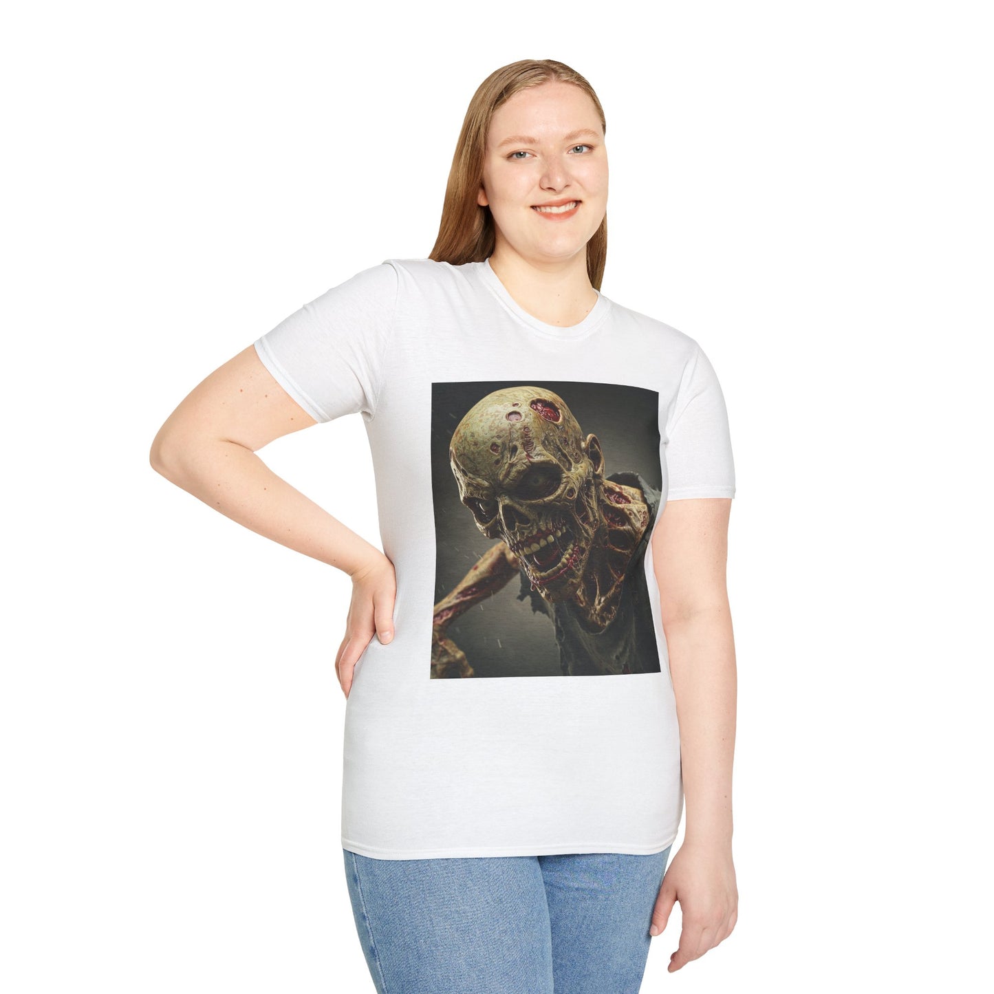 Zombie Skull Unisex Softstyle T-Shirt - Spooky Halloween Tee