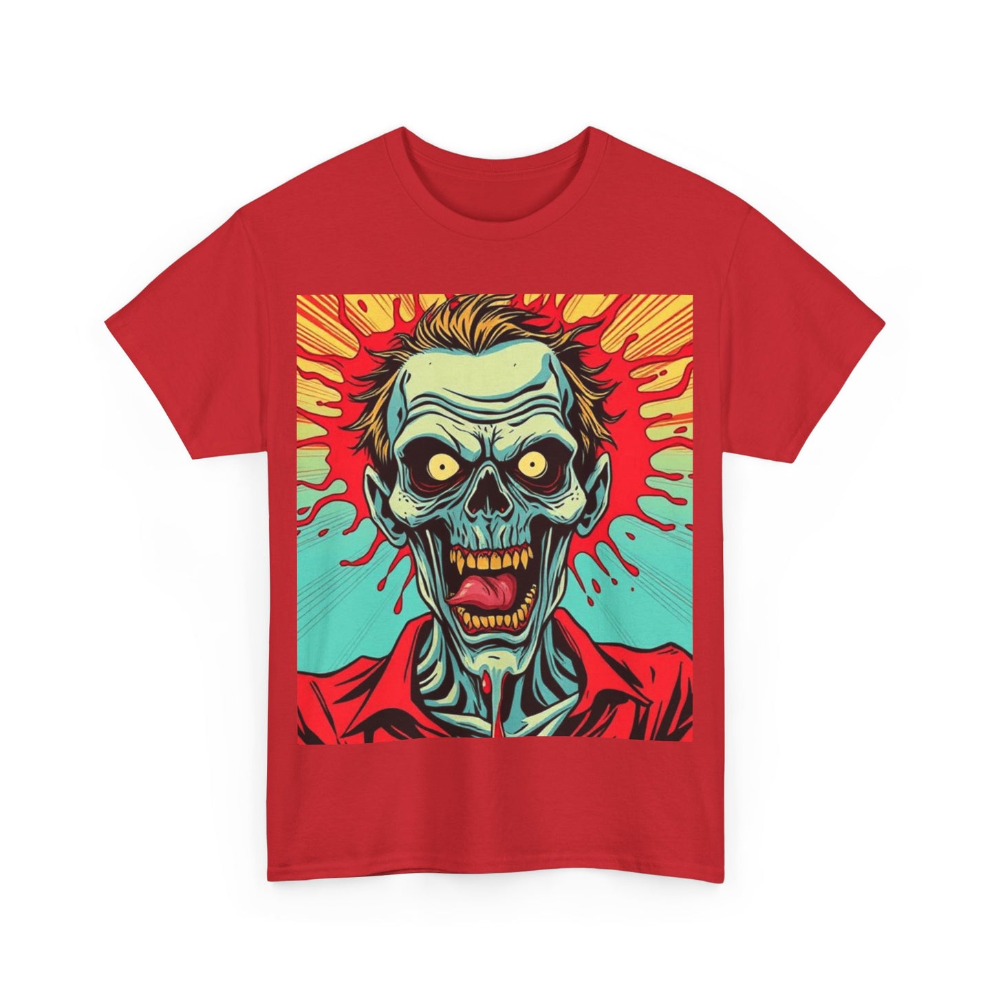 UK - Retro Zombie Graphic Unisex Heavy Cotton Tee - Perfect for Halloween or Horror Fans
