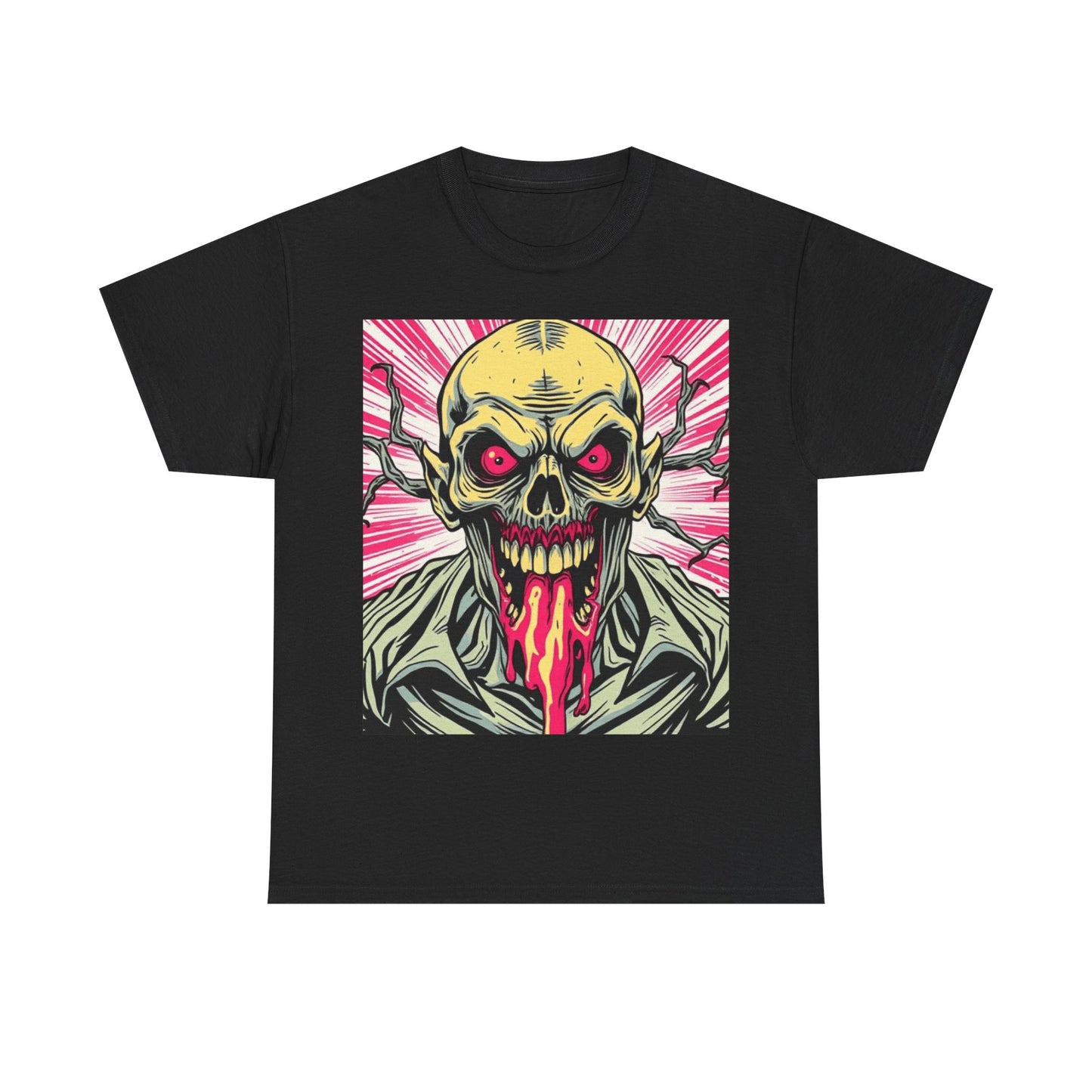 UK - Retro Skull Graphic Unisex Heavy Cotton Tee - Unique Halloween Tee