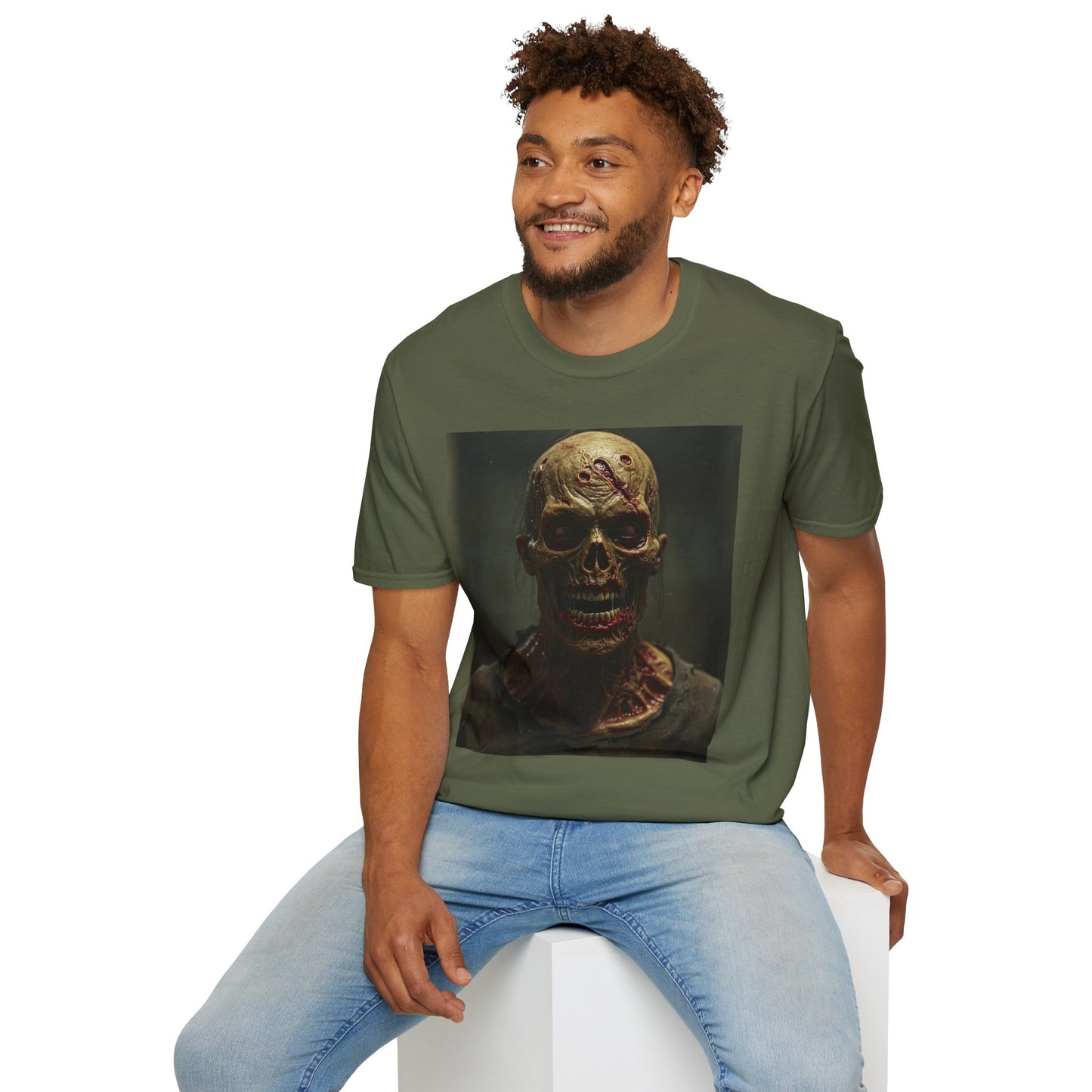 Unisex Softstyle T-Shirt - Creepy Skull Design - Perfect for Halloween or Casual Wear