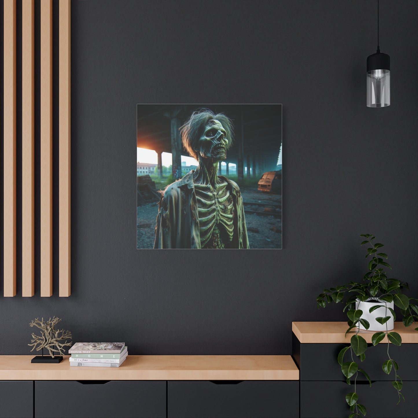 Creepy Skeleton Wall Art | Matte Canvas Decor for Halloween & Gothic Lovers