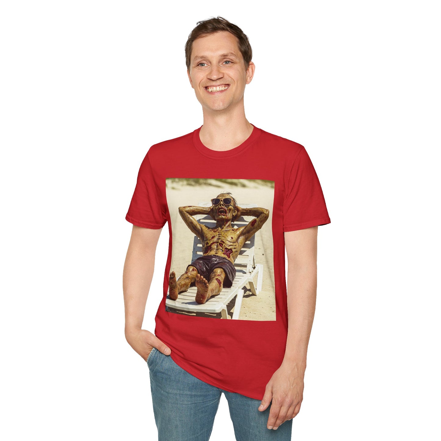 Chillin' Skeleton Unisex Softstyle T-Shirt - Perfect for Halloween & Casual Wear
