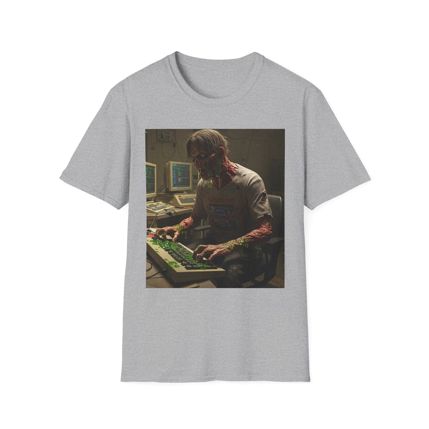 Zombie Hacker Unisex Softstyle T-Shirt - Retro Gaming Vibe