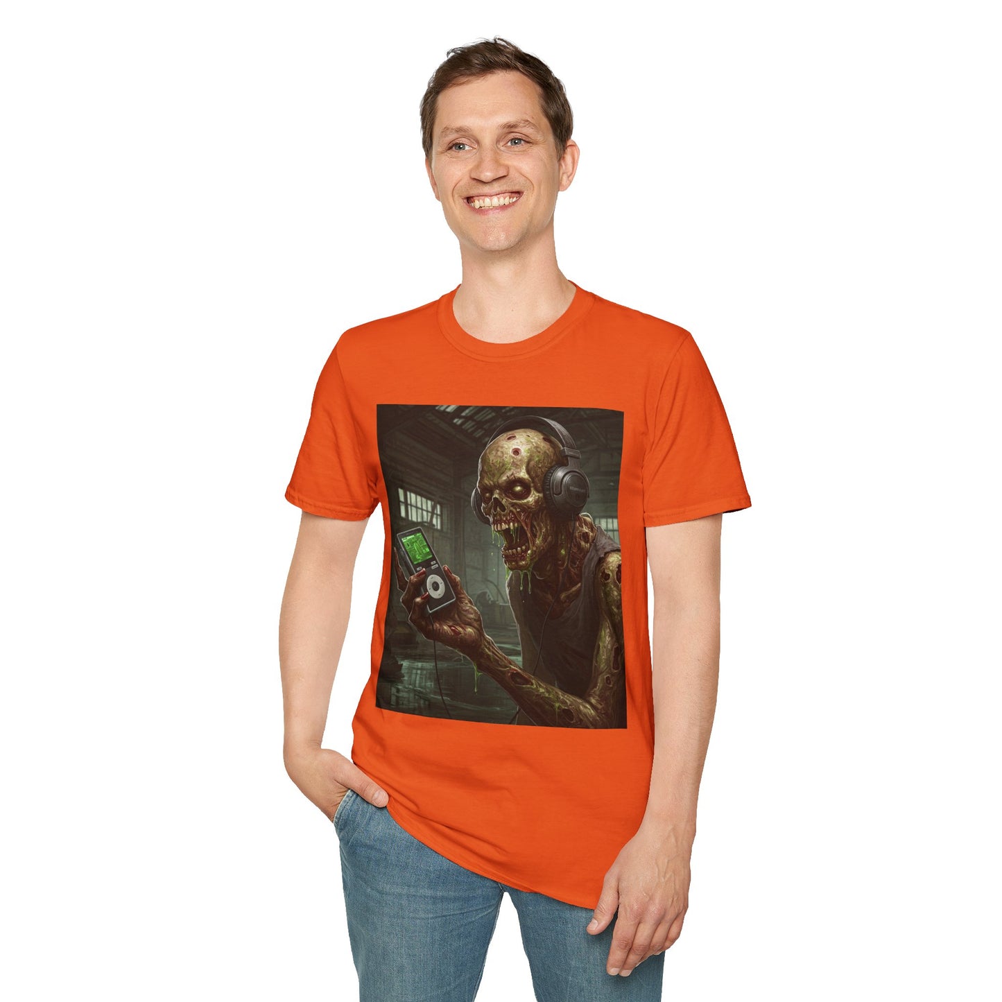 Zombie Listening to Music Unisex Softstyle T-Shirt