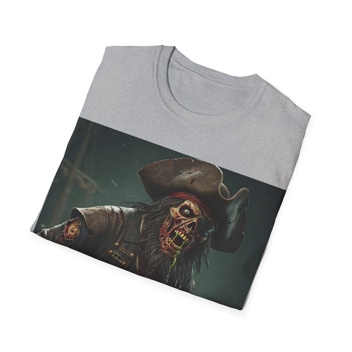 UK - Zombie Pirate Graphic Unisex T-Shirt - Perfect for Halloween and Casual Wear
