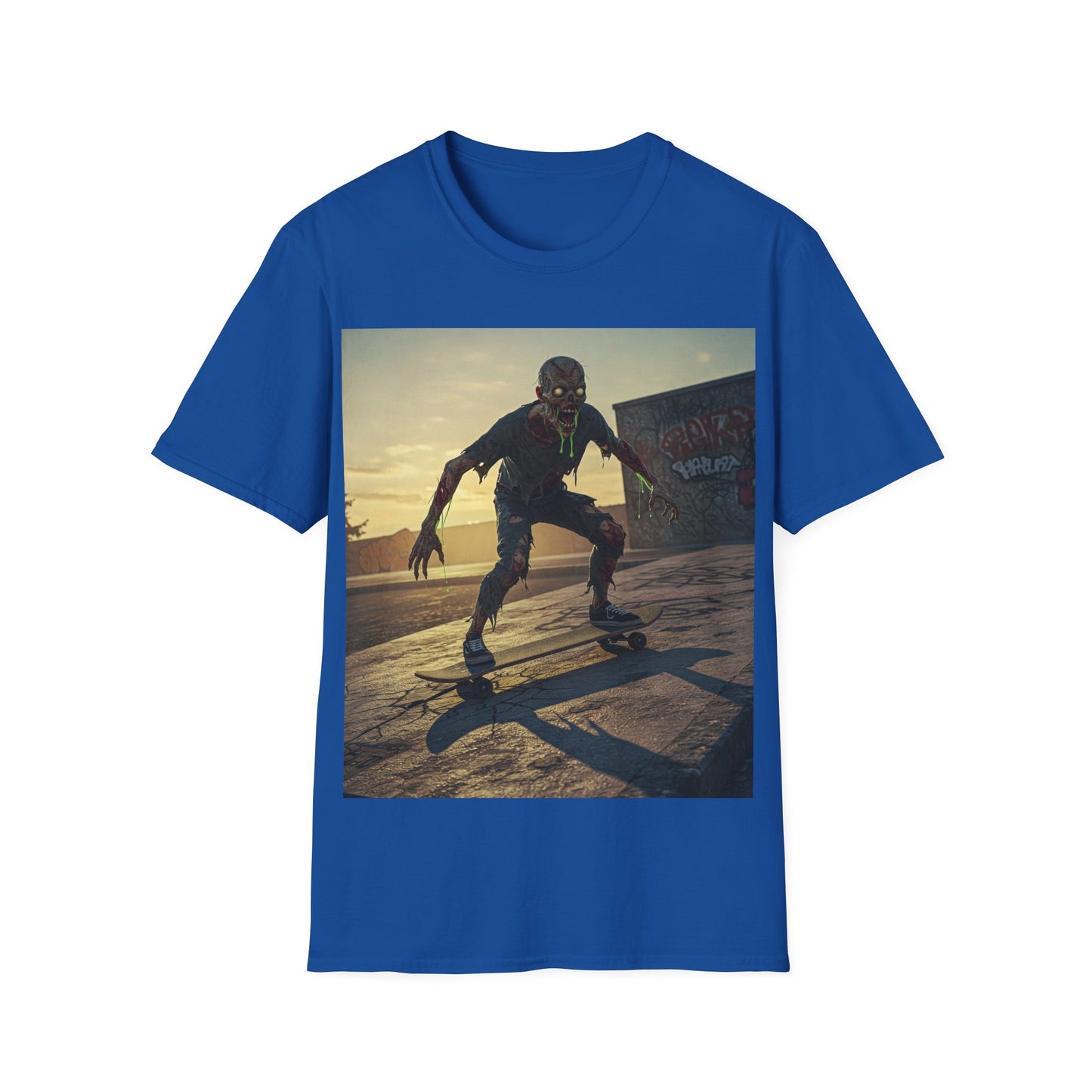 UK - Skateboard Zombie Unisex Softstyle T-Shirt | Casual Graphic Tee for Skaters