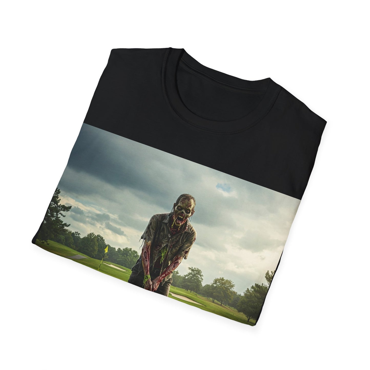 UK - Inspirational Golf Swing Apocalyptic Portrait Tee, bold, decaying zombie graphic