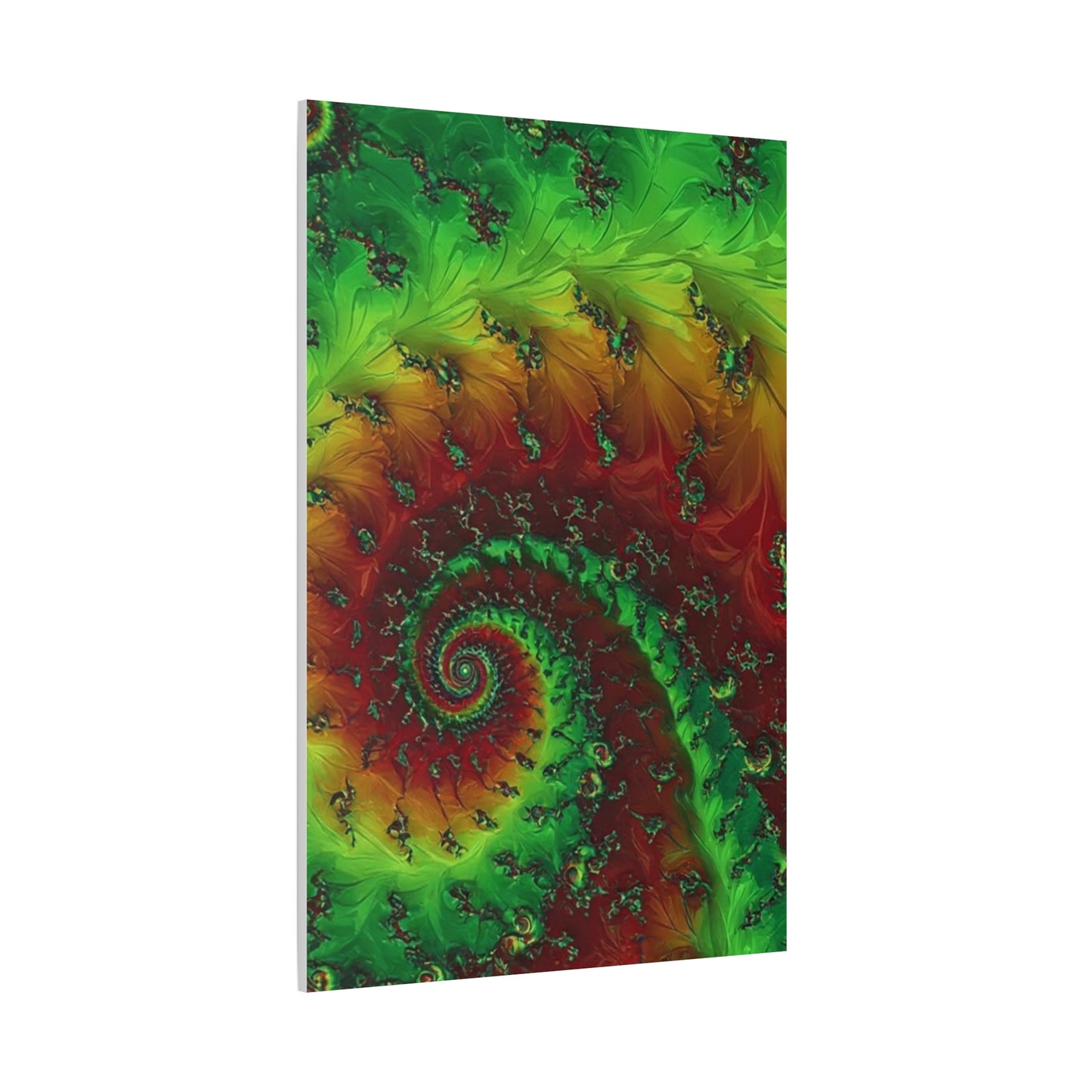 Vibrant Fractal Art Canvas - Green and Red Abstract Wall Decor