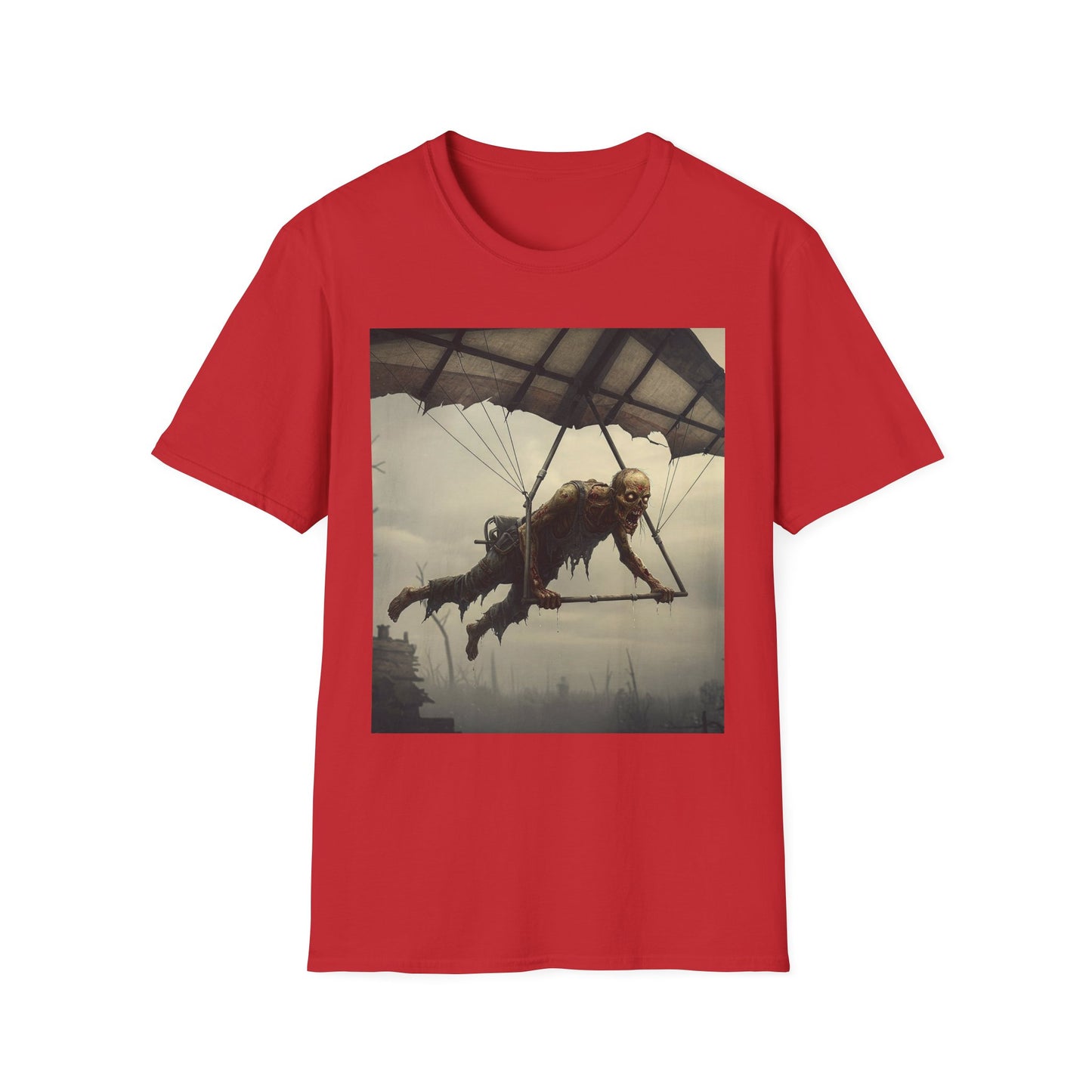 Zombie Parachute Unisex Softstyle T-Shirt - Perfect for Halloween and Horror Fans