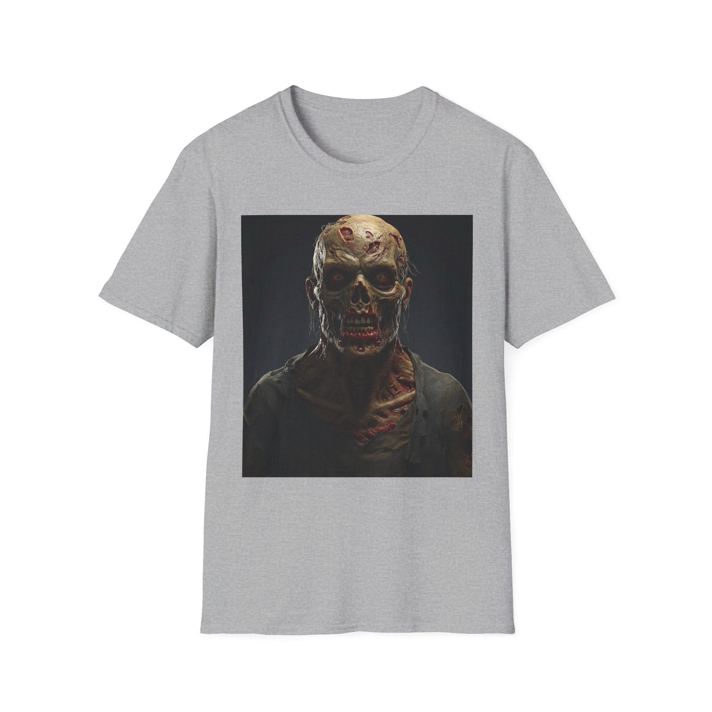 Apocalyptic Portrait Tee, bold, decaying zombie graphic