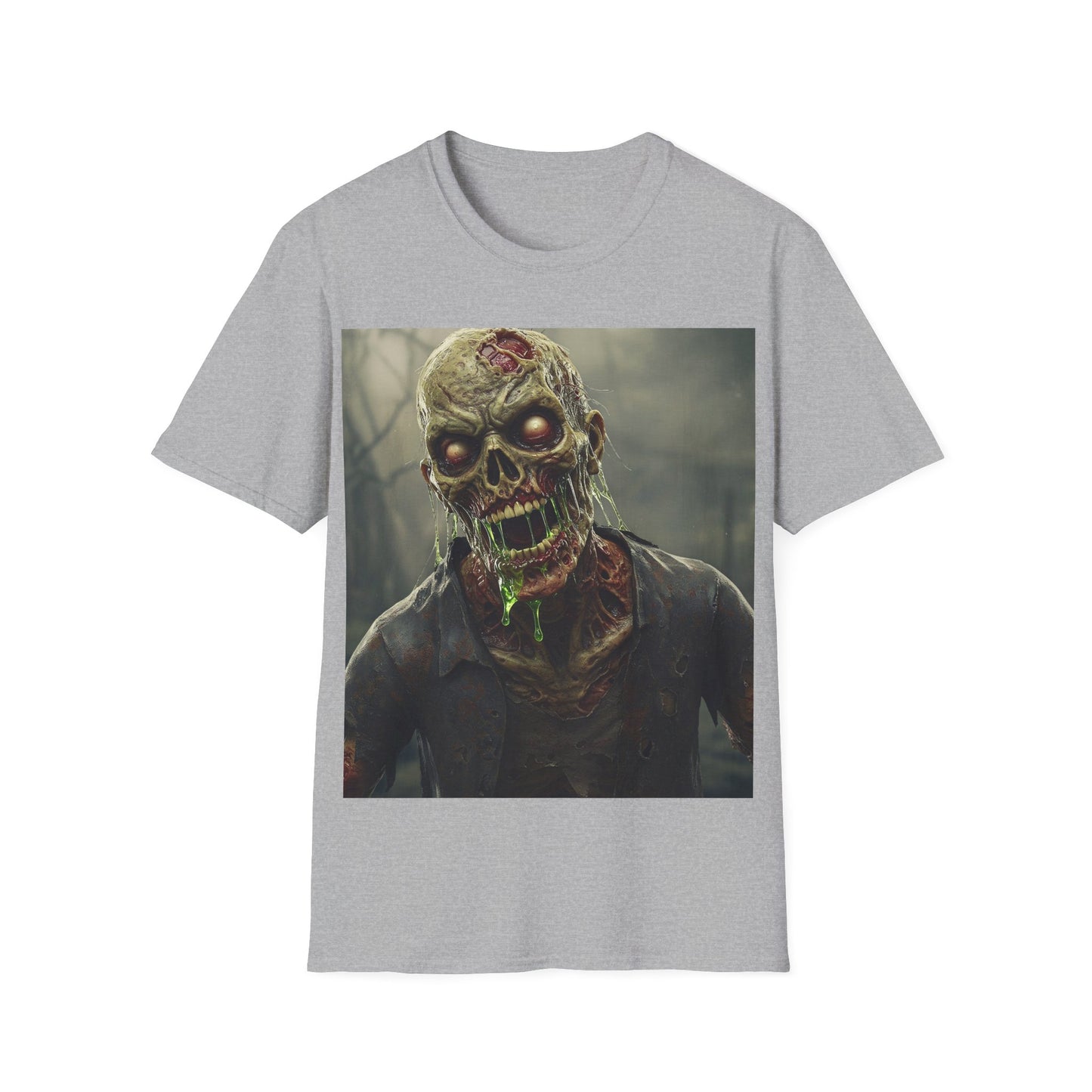 UK - Unisex Softstyle Zombie Graphic T-Shirt - Perfect for Halloween and Horror Fans