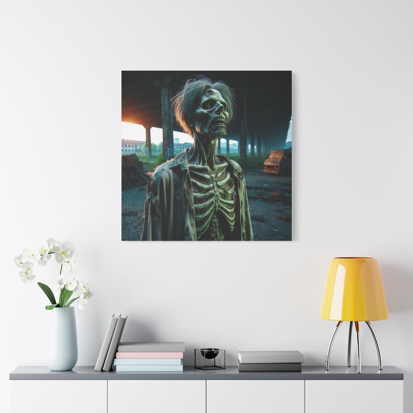Creepy Skeleton Wall Art | Matte Canvas Decor for Halloween & Gothic Lovers