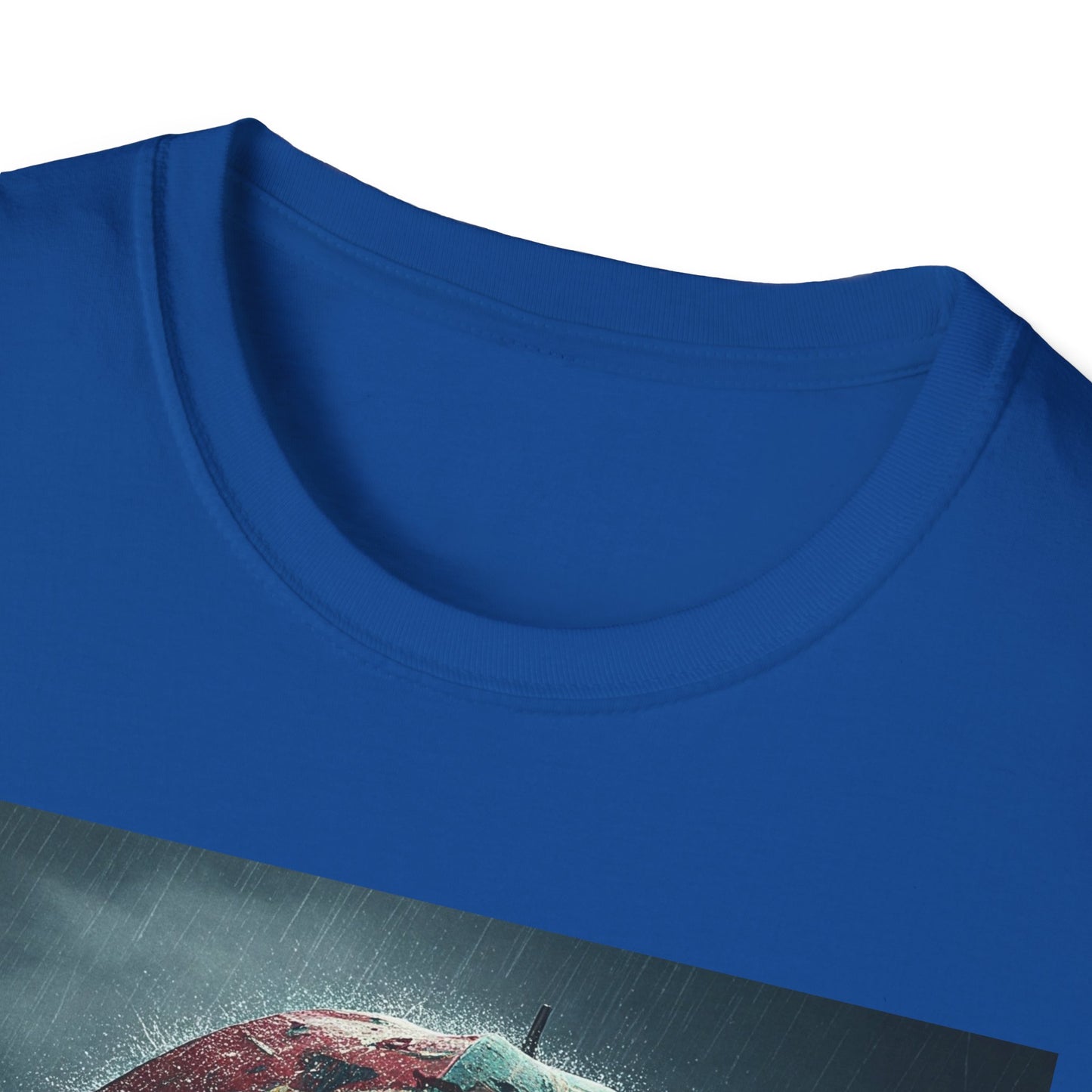 Unisex Softstyle T-Shirt - Creepy Skeleton with Umbrella Design - Perfect for Halloween