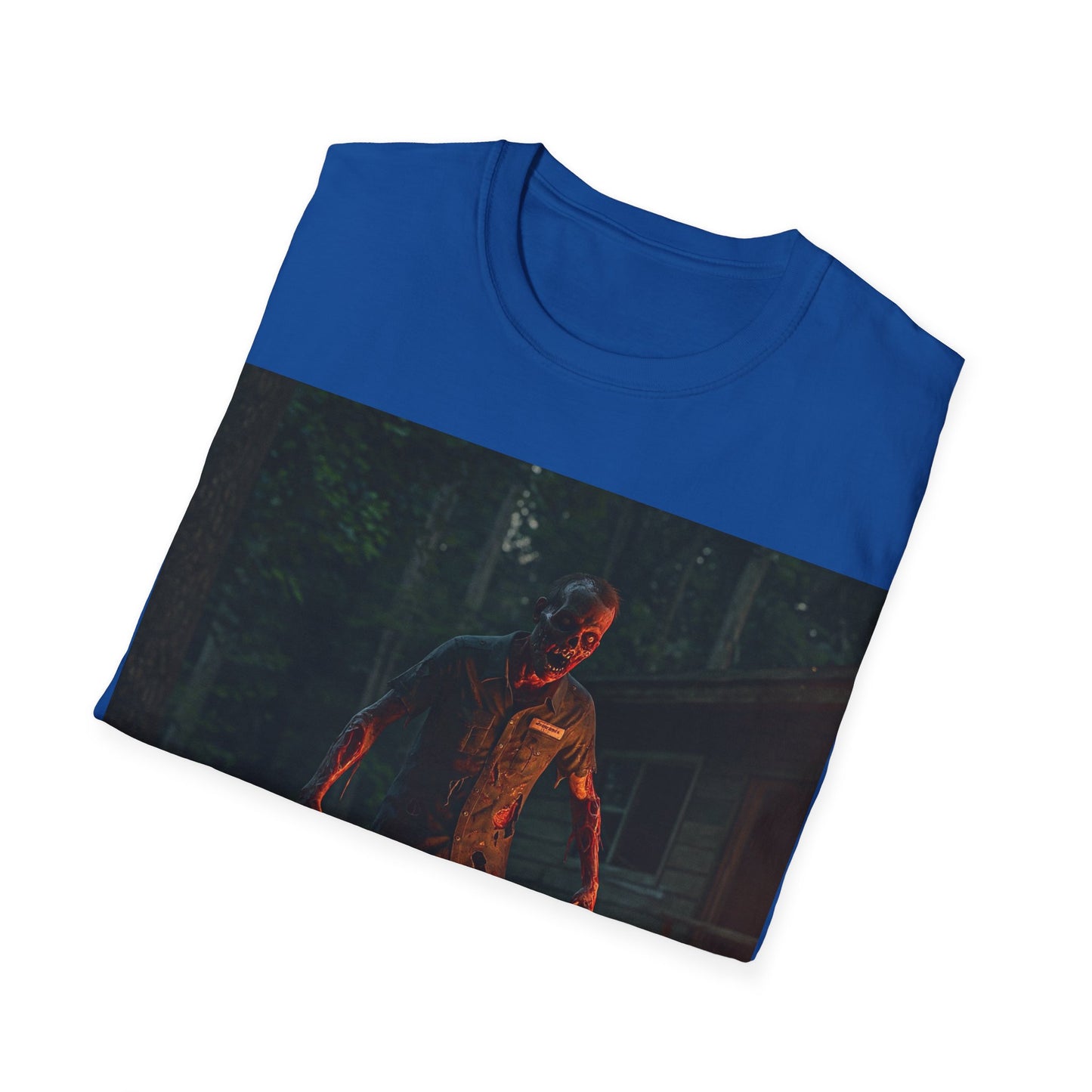 UK - Horror-Themed Unisex Softstyle T-Shirt - Creepy Zombie Design