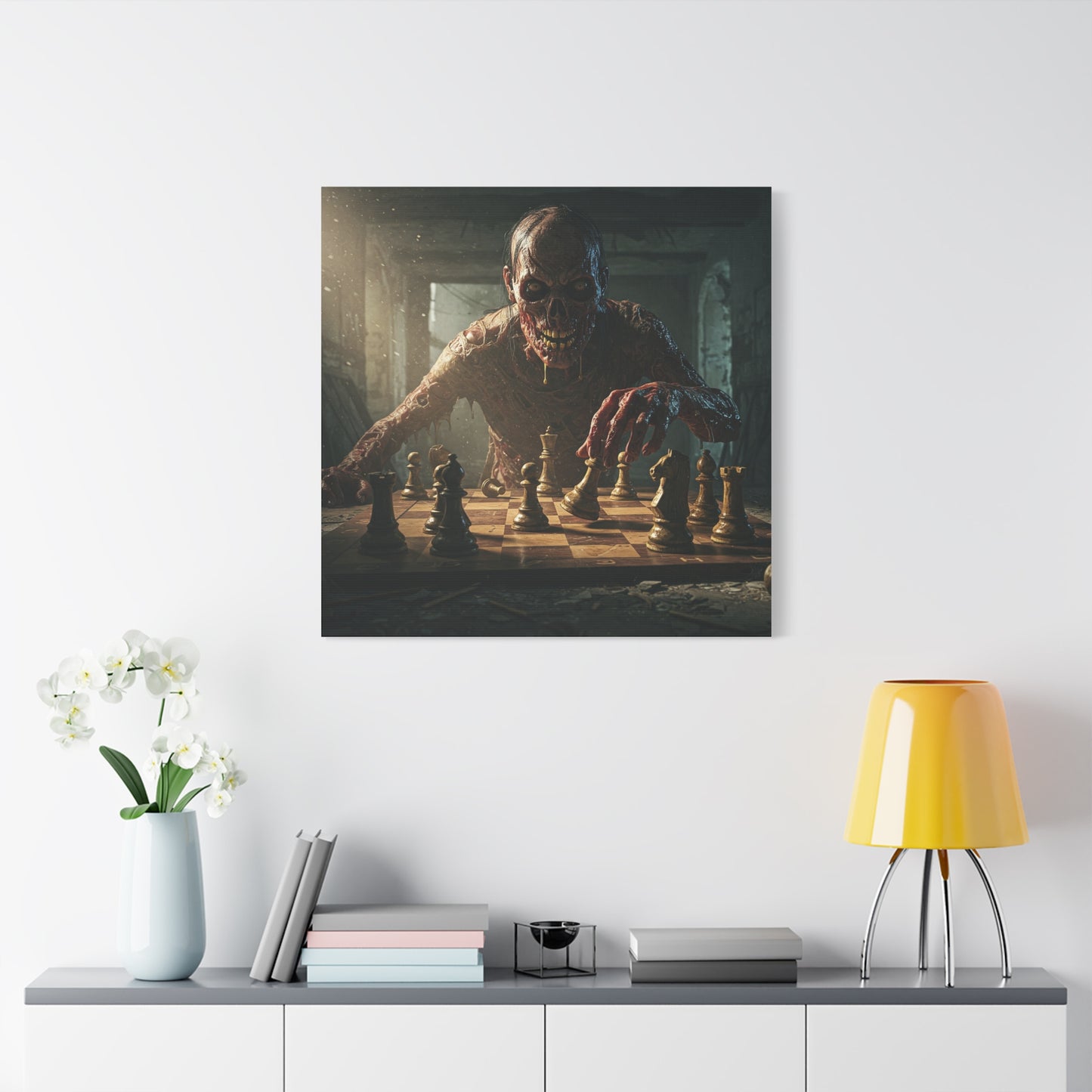 Zombie Chess Matte Canvas Wall Art for Horror Lovers