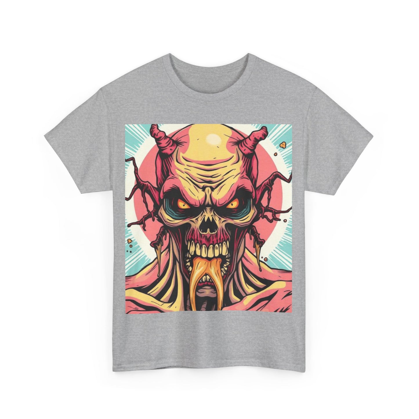 UK - Unisex Heavy Cotton Tee - Demon Skull Graphic Tee for Alternative Fashion Lovers