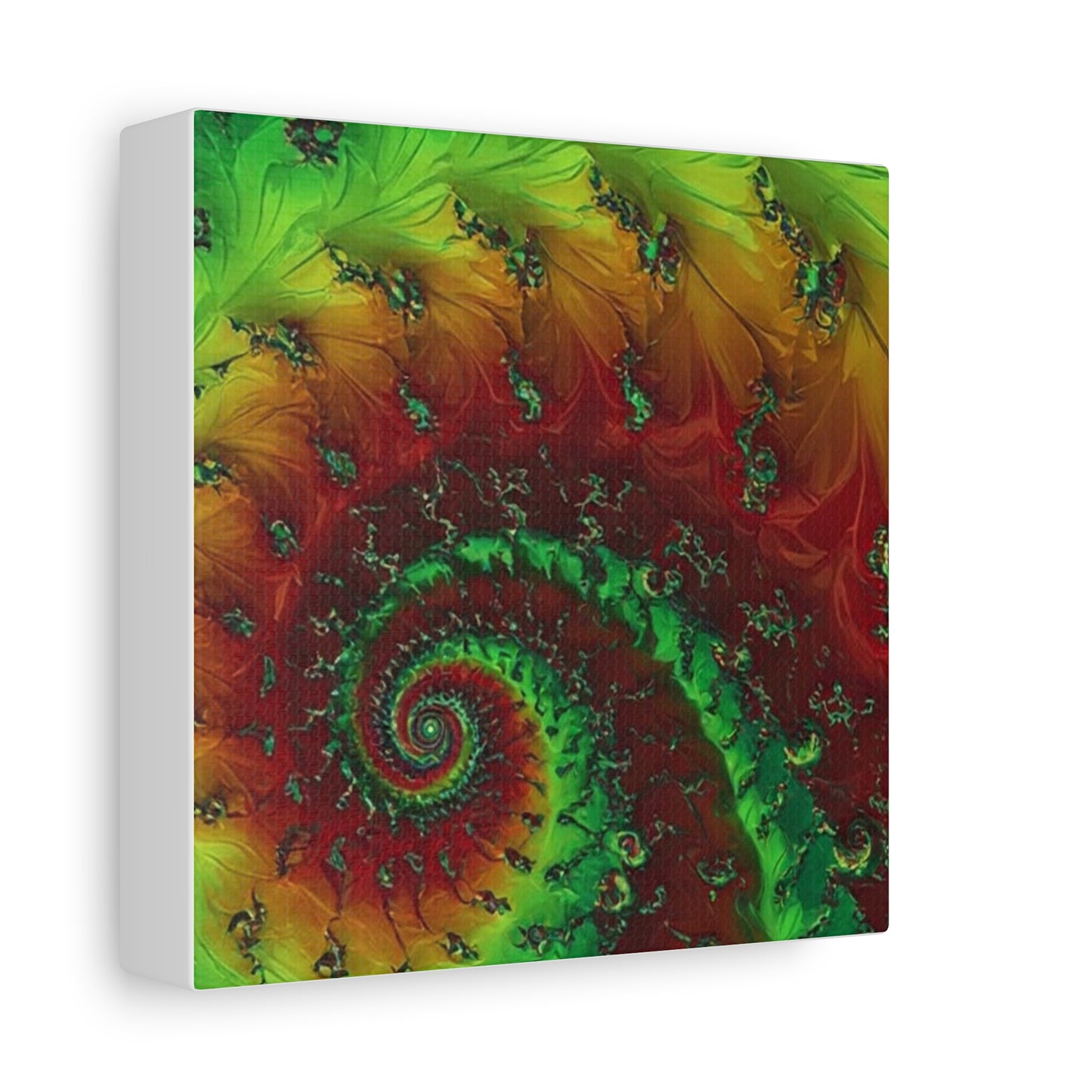 Vibrant Fractal Art Canvas - Green and Red Abstract Wall Decor