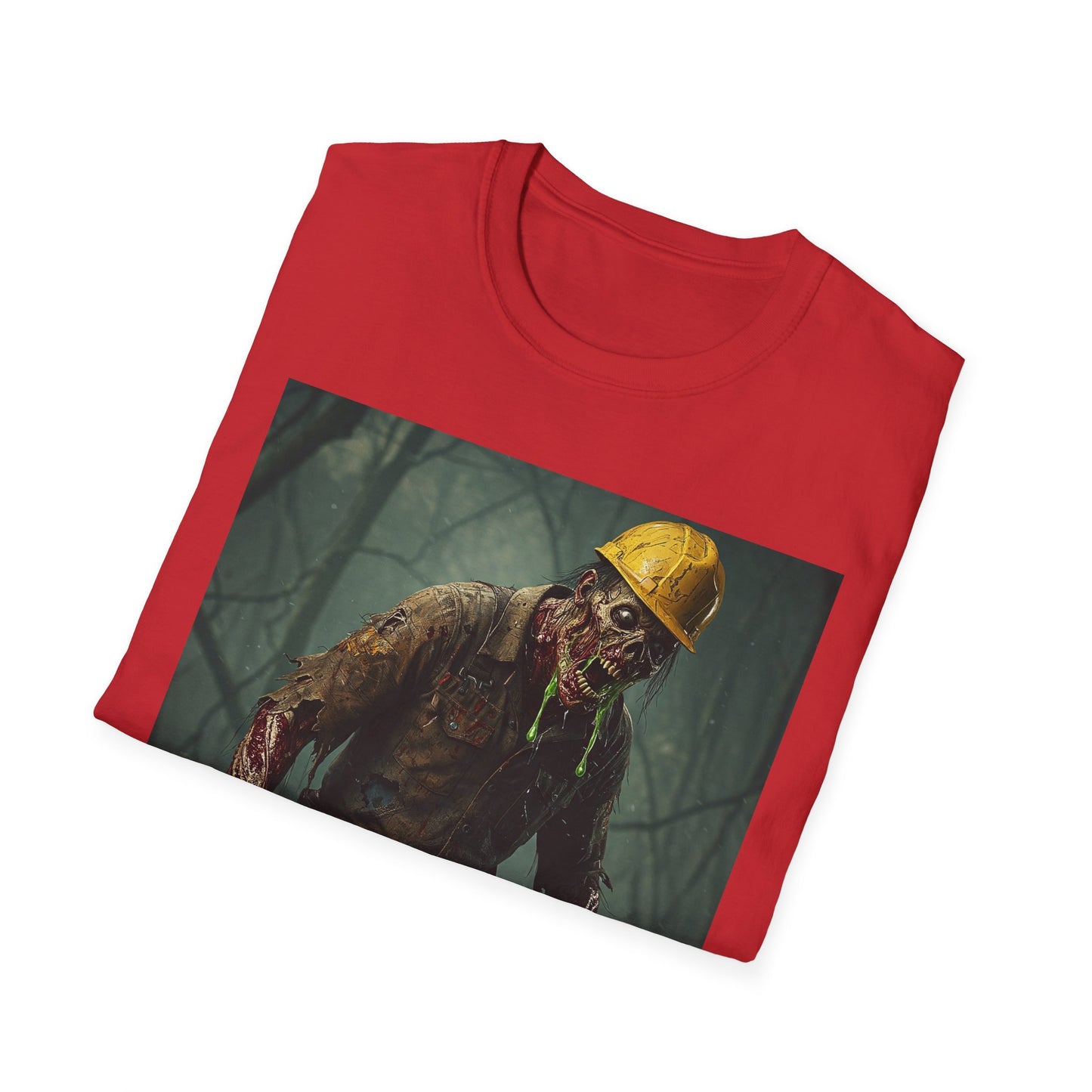 Zombie Construction Worker Unisex Softstyle T-Shirt | Spooky Halloween Apparel
