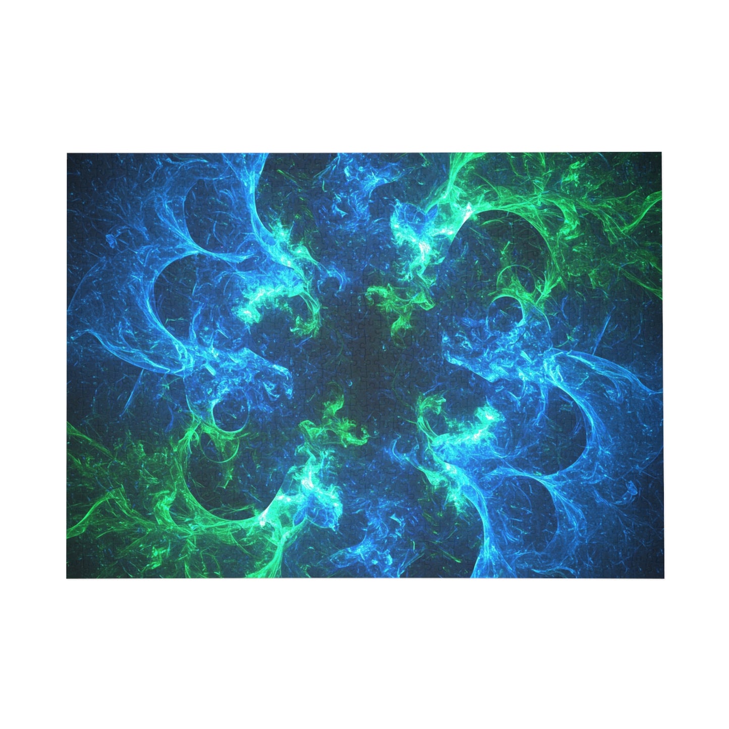 Vibrant Blue and Green Fractal Puzzle - 96 to 1000 Pieces - Perfect for Game Night and Family Fun