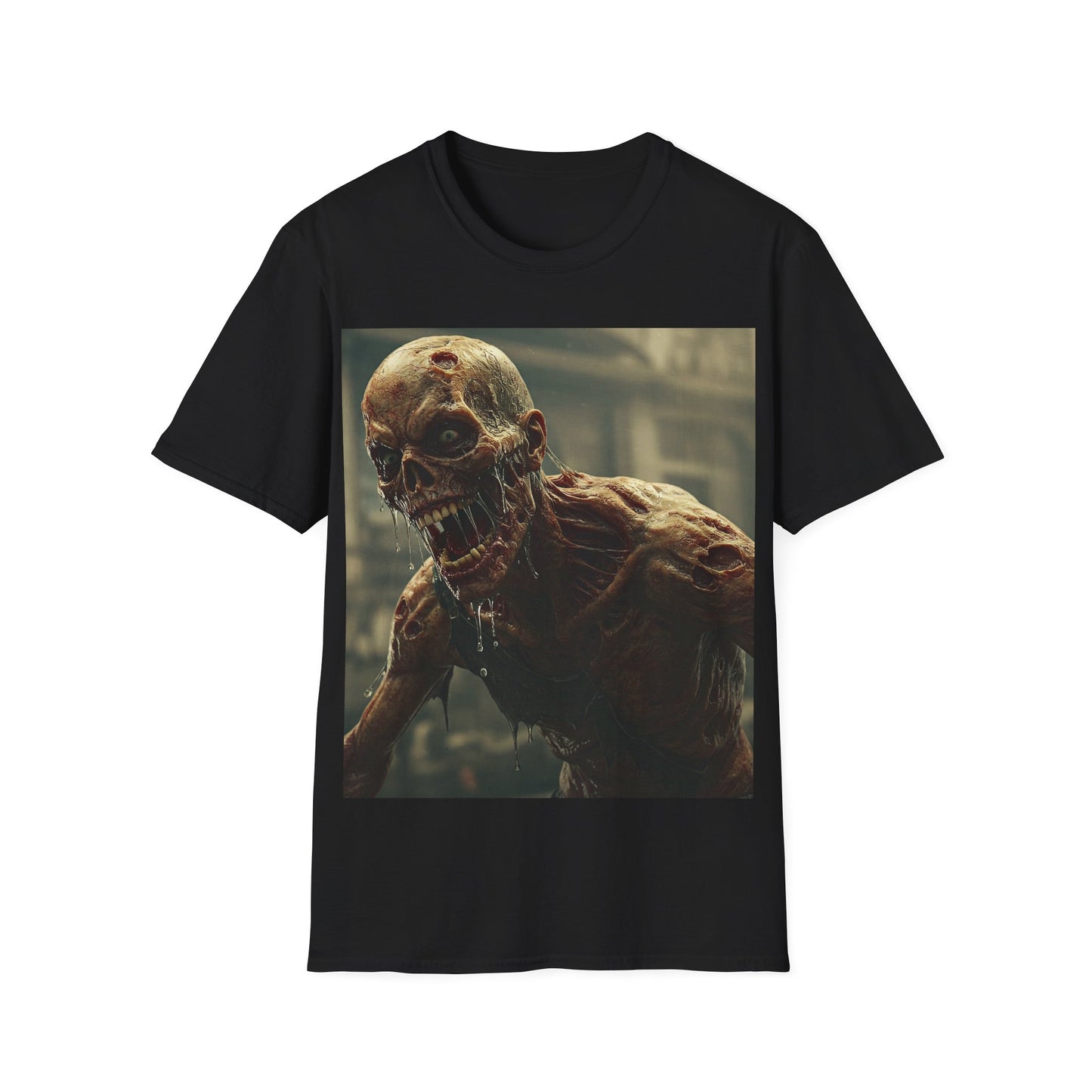 UK - Unisex Softstyle Zombie Graphic T-Shirt - Spooky Halloween Tee