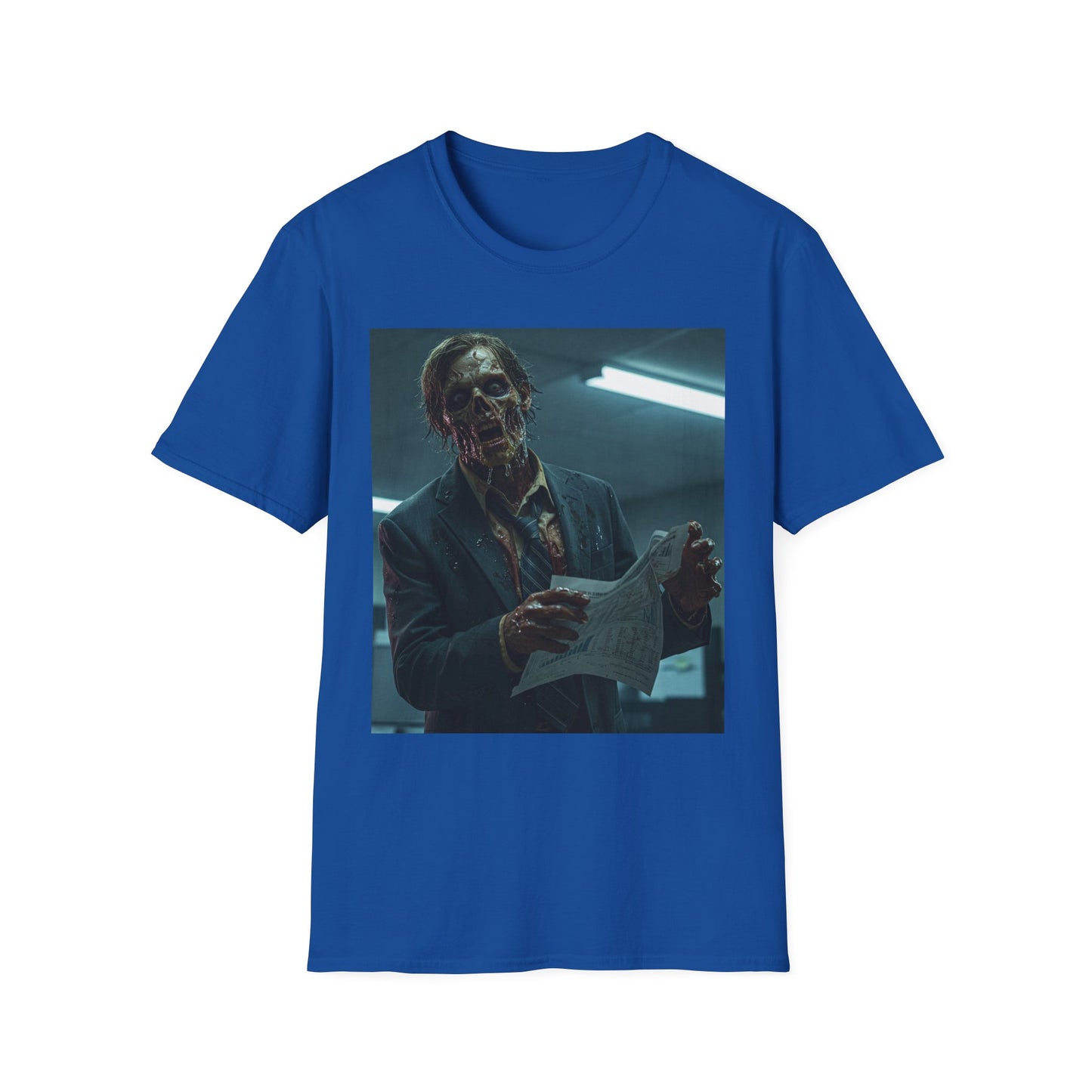 Zombie Horror Unisex Softstyle T-Shirt - Spooky Graphic Tee for Halloween and Horror Lovers