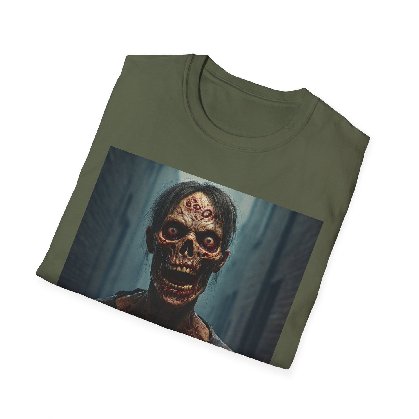 Apocalyptic Portrait Tee, bold, decaying zombie graphic