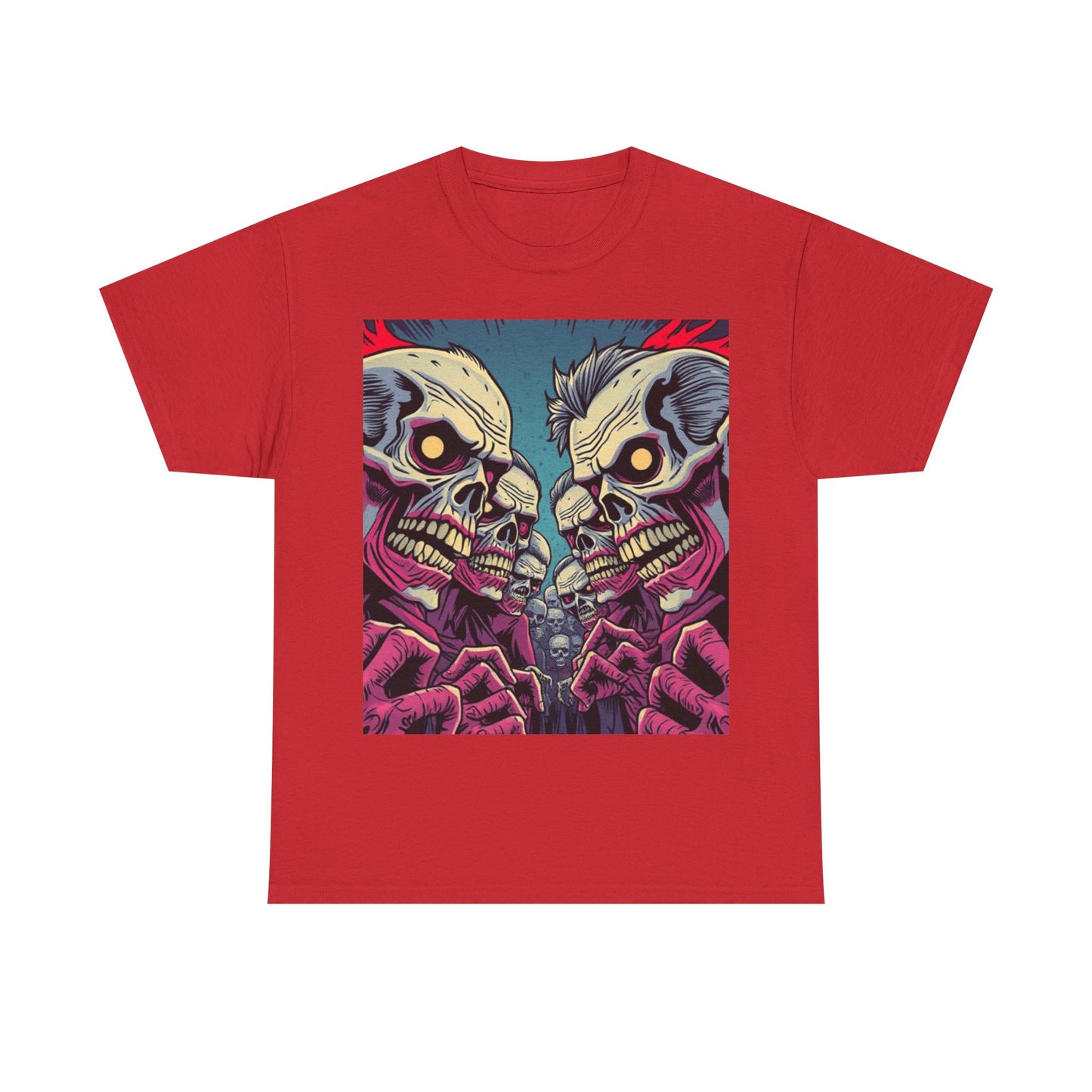 UK - Gothic Skull T-Shirt - Unisex Heavy Cotton Tee for Halloween and Punk Fans