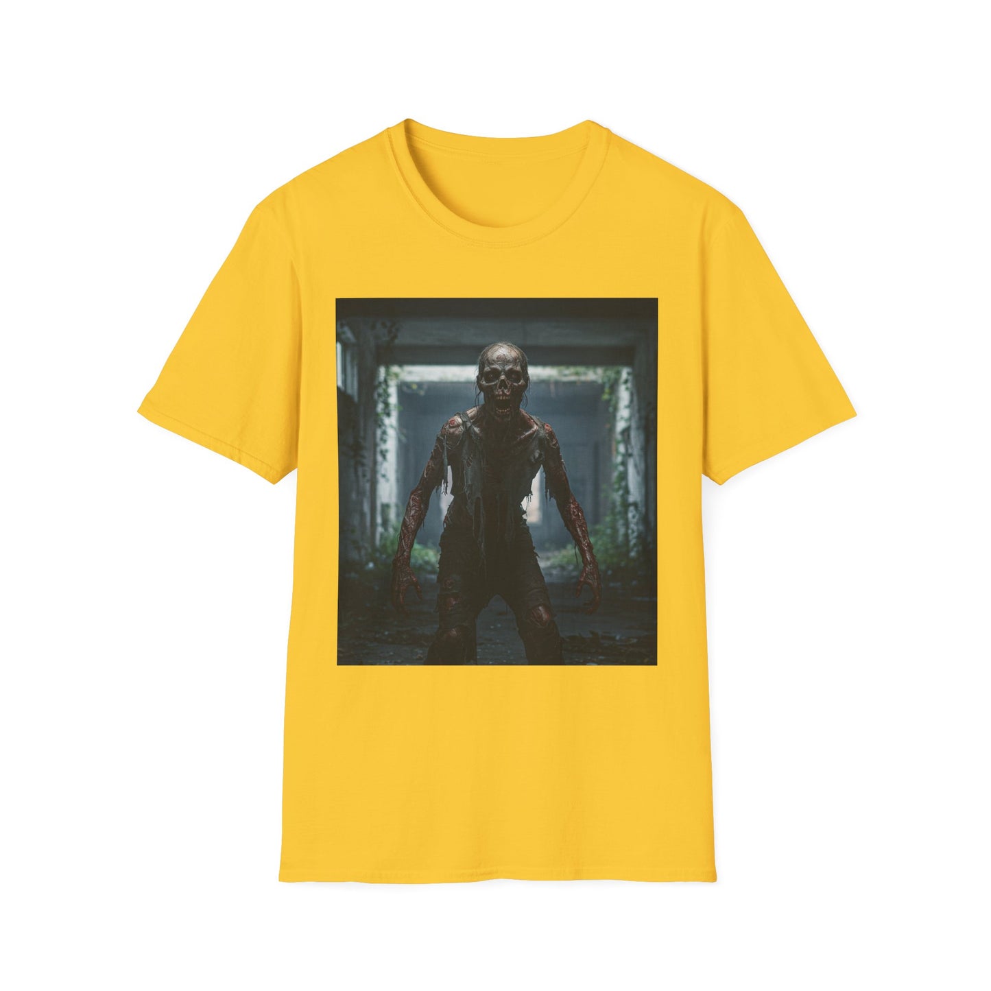 Apocalyptic Portrait Tee, bold, decaying zombie graphic