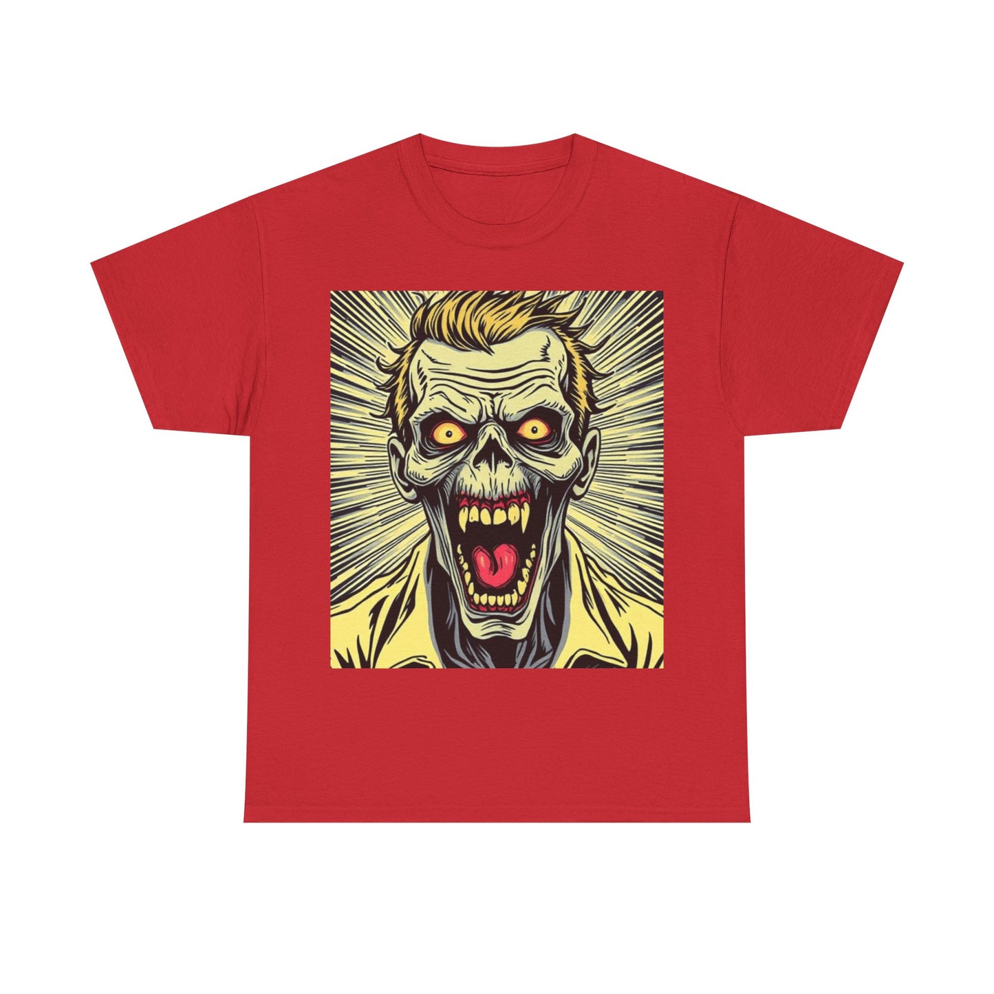 UK - Screaming Zombie Unisex Heavy Cotton Tee - Perfect for Halloween and Horror Fans