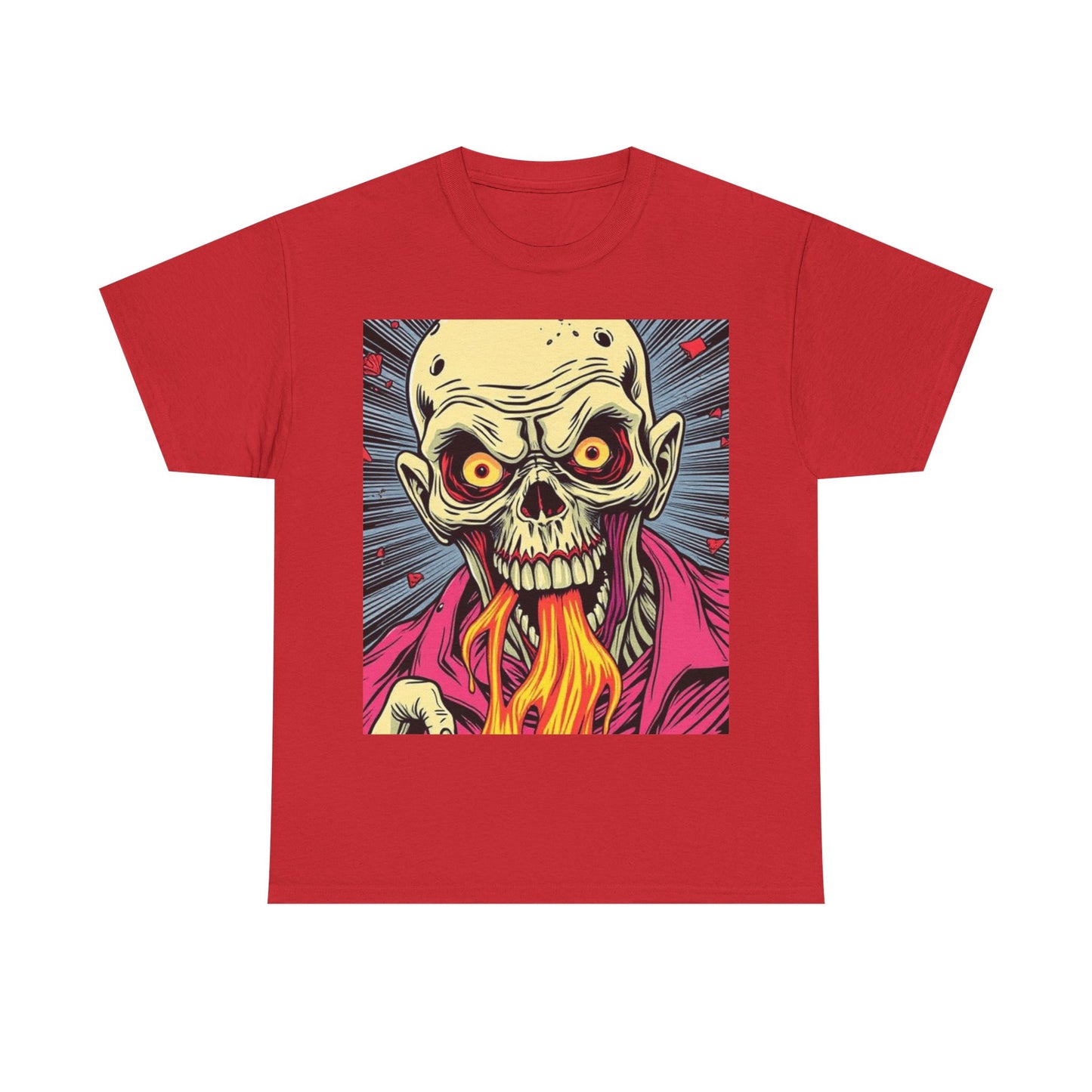 UK - Fire-Breathing Zombie Unisex Heavy Cotton Tee - Spooky Graphic Shirt