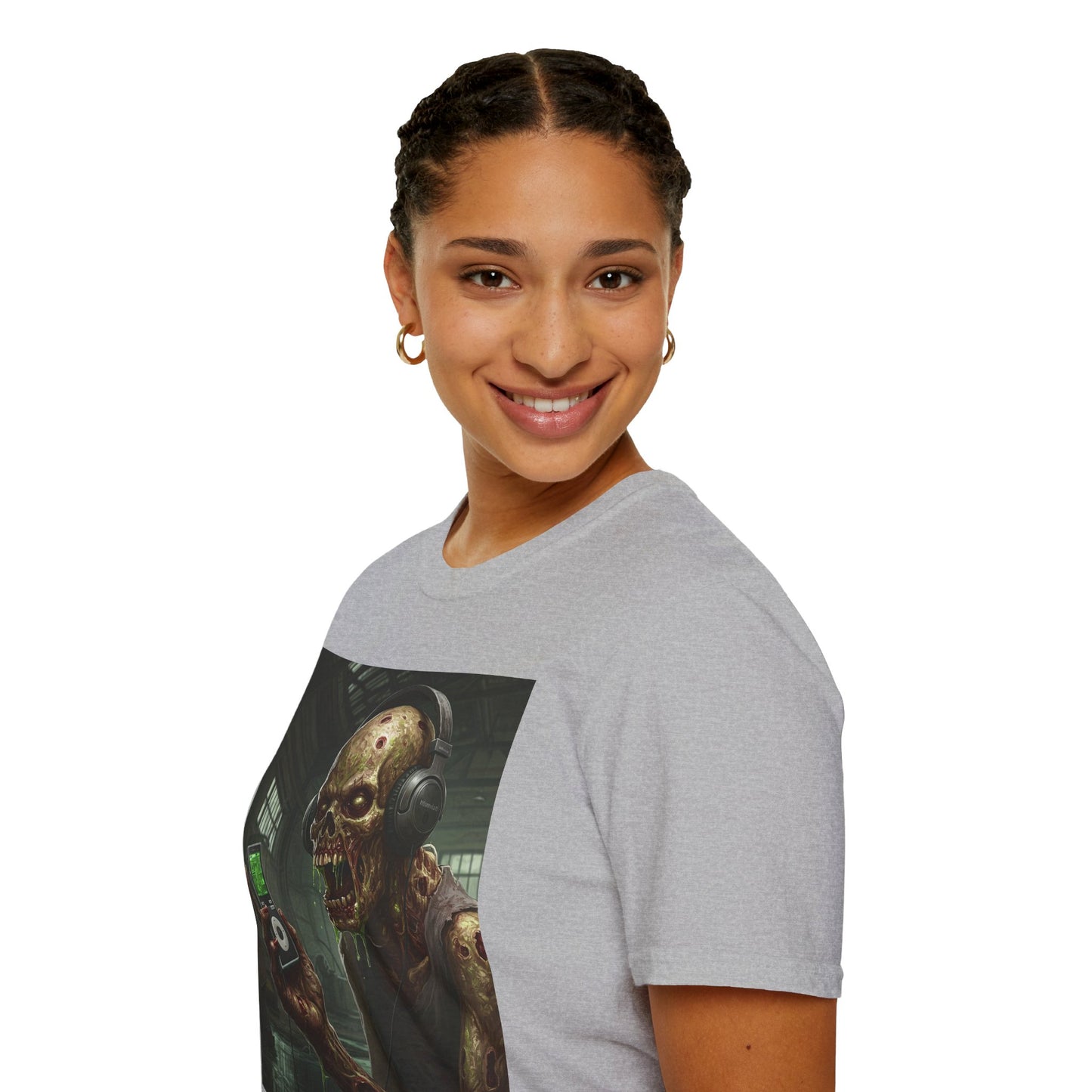 Zombie Listening to Music Unisex Softstyle T-Shirt