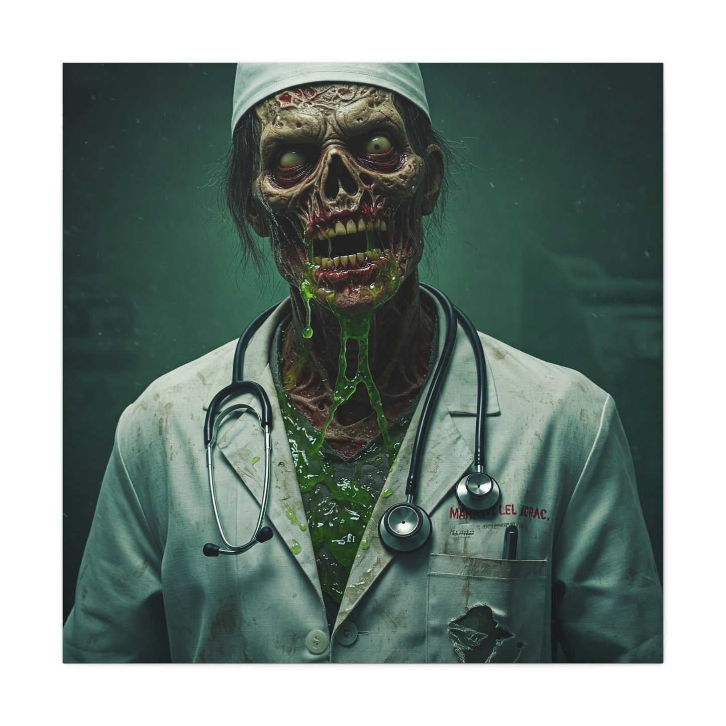 Zombie Doctor Canvas Art | Horror Medical Wall Decor | Perfect for Halloween