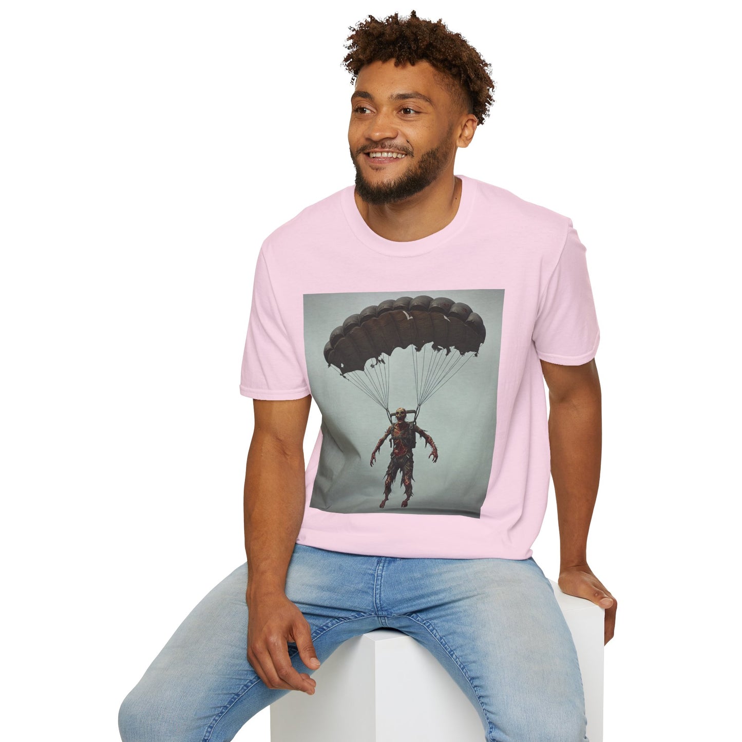 Adventure Awaits Parachuting Hero Unisex Softstyle T-Shirt