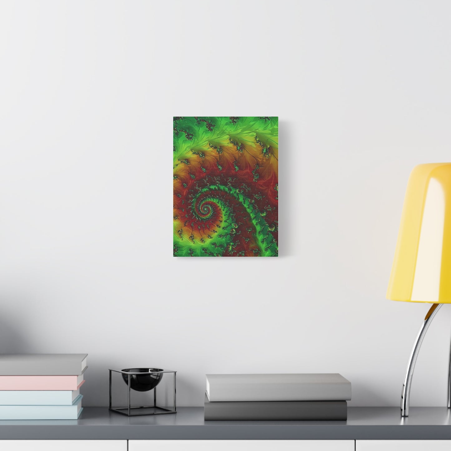 Vibrant Fractal Art Canvas - Green and Red Abstract Wall Decor