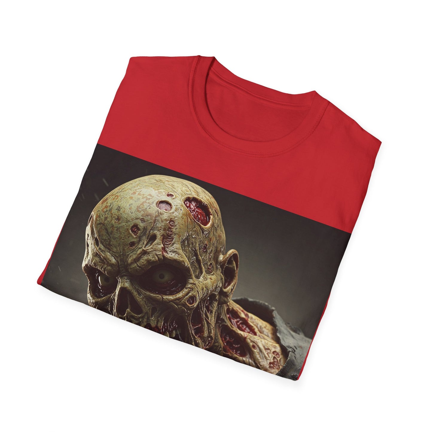 UK - Zombie Skull Unisex Softstyle T-Shirt - Spooky Halloween Tee