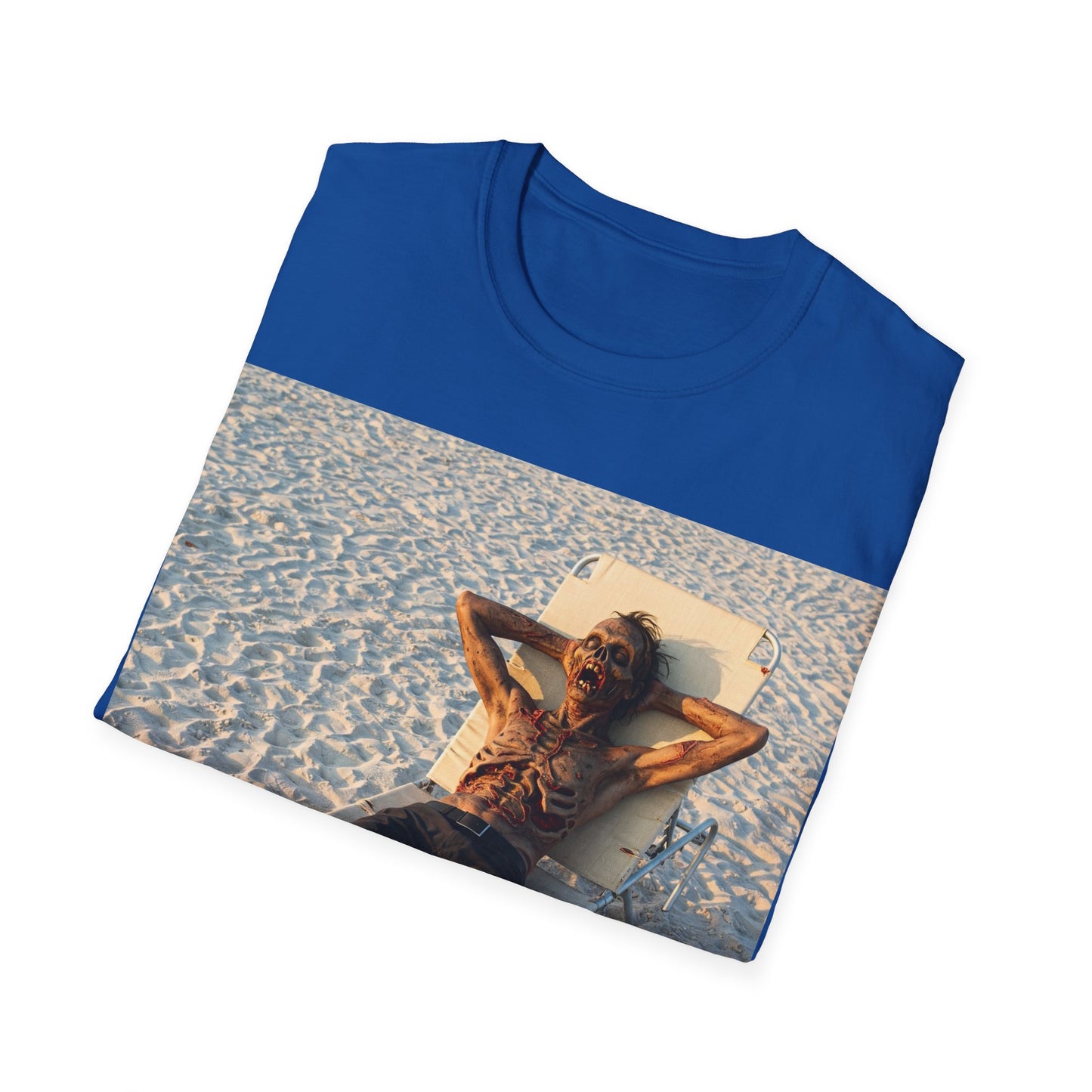 UK - Relaxing Beach Apocalyptic Portrait Tee, bold, decaying zombie graphic