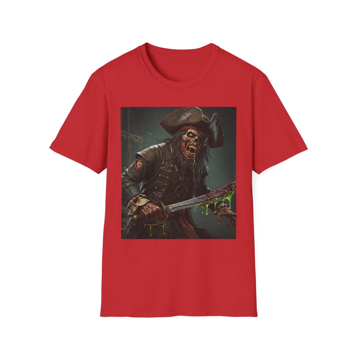 Zombie Pirate Graphic Unisex T-Shirt - Perfect for Halloween and Casual Wear