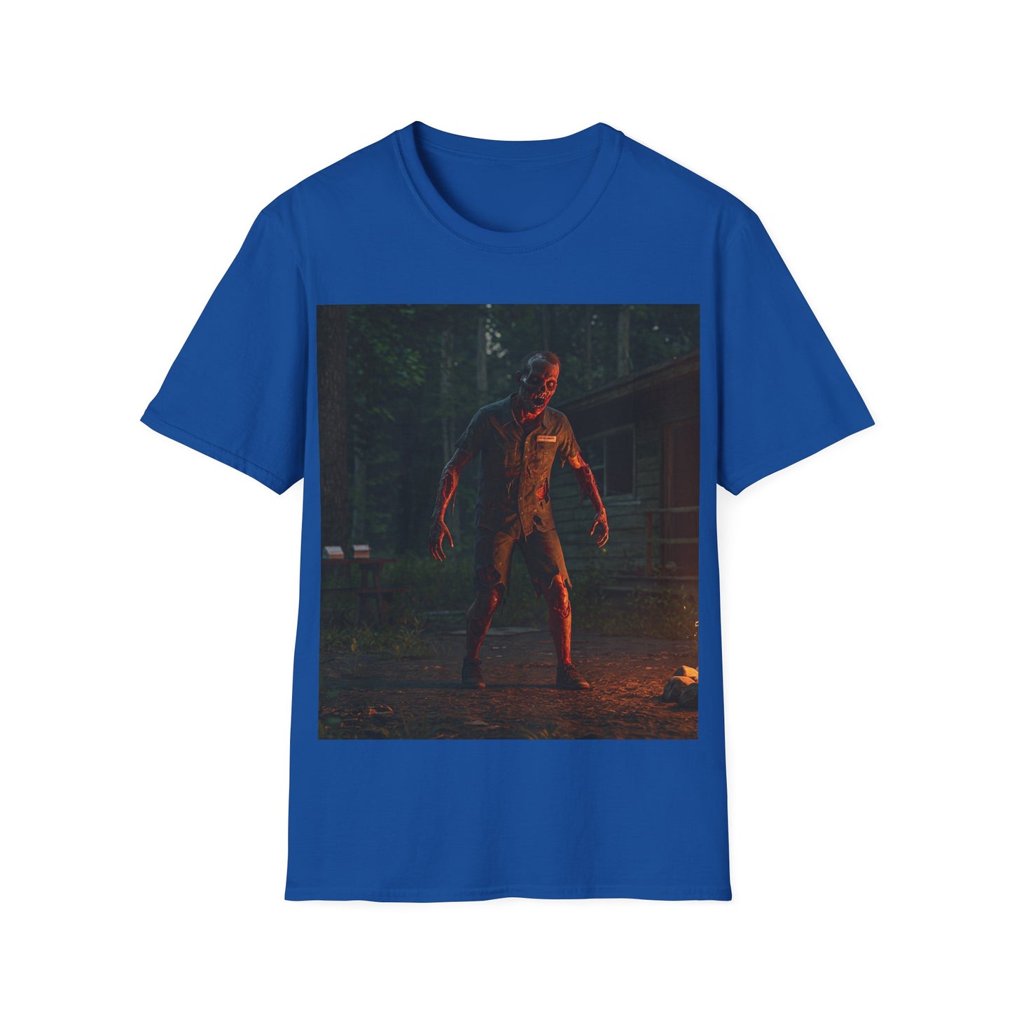 UK - Horror-Themed Unisex Softstyle T-Shirt - Creepy Zombie Design