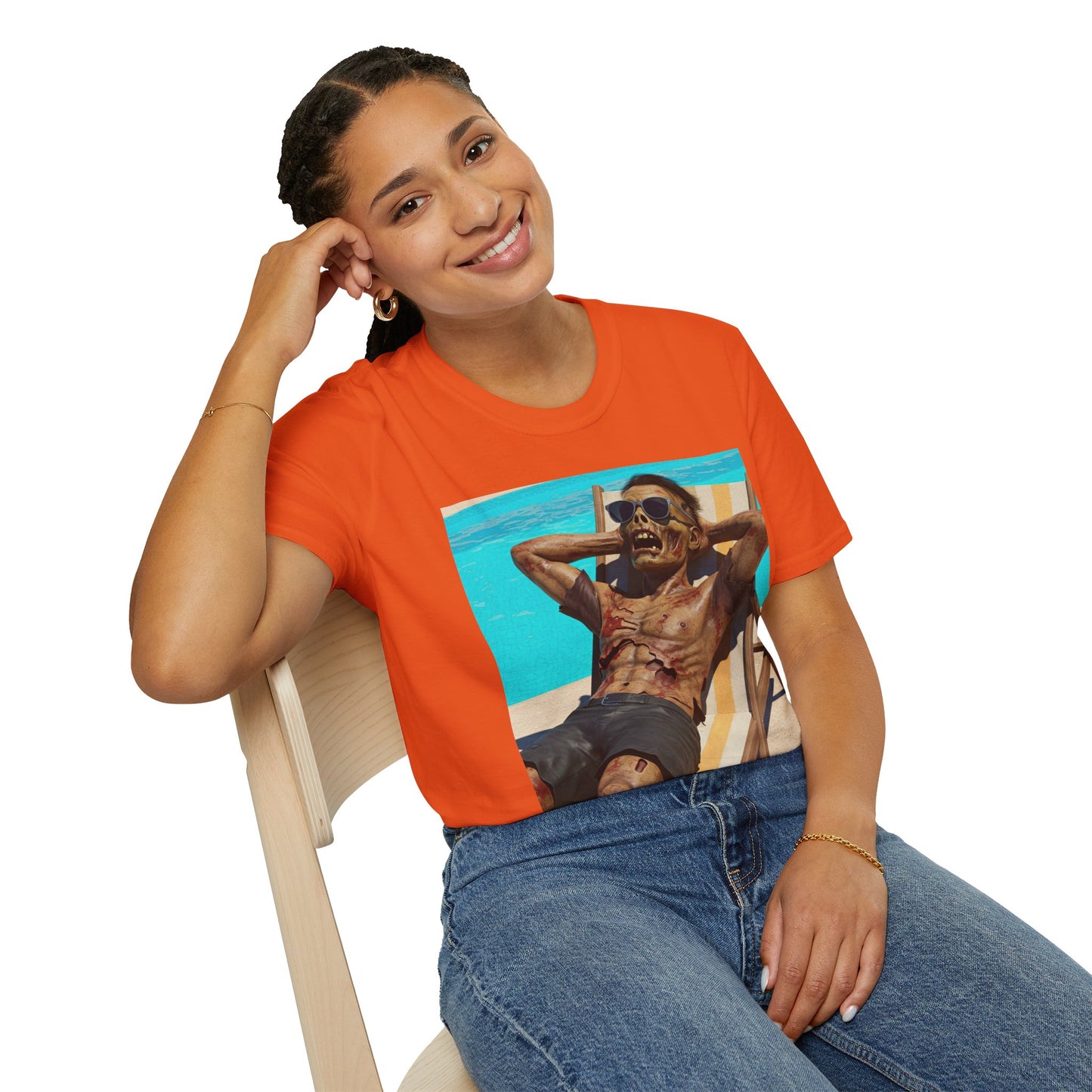 Zombie Relaxation Unisex Softstyle T-Shirt - Perfect for Halloween and Casual Outings