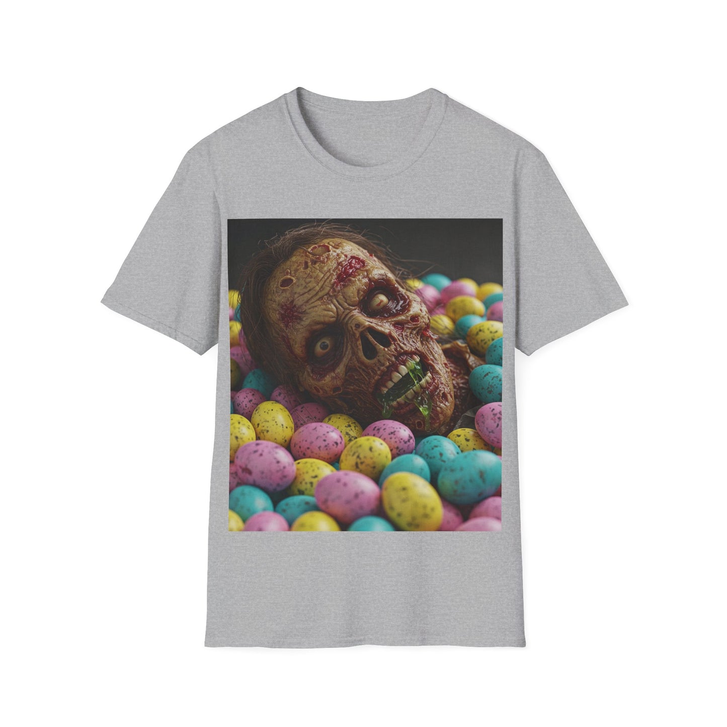 UK - Eerie Easter Skull Apocalyptic Portrait Tee, bold, decaying zombie graphic
