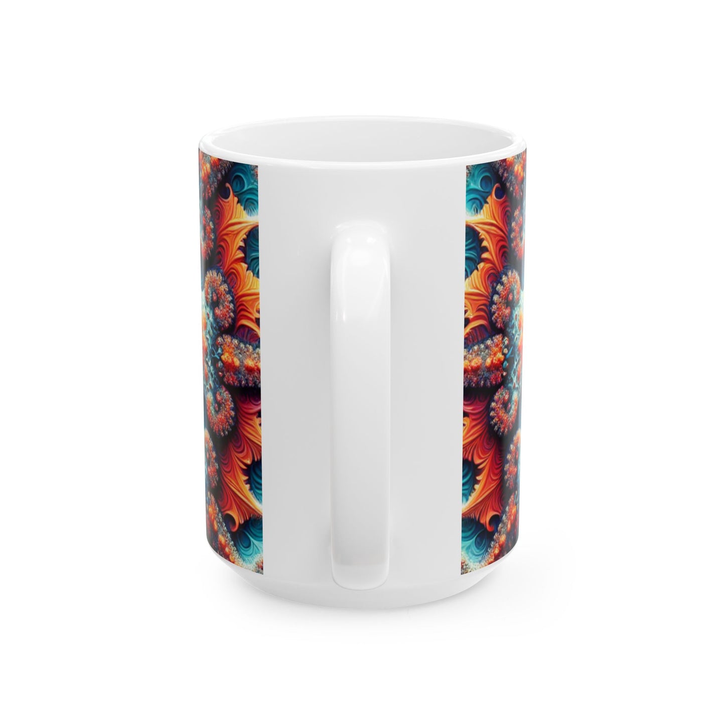 Vibrant Mandala Ceramic Mug - Colorful 11oz & 15oz Coffee Cup for Mandala Lovers