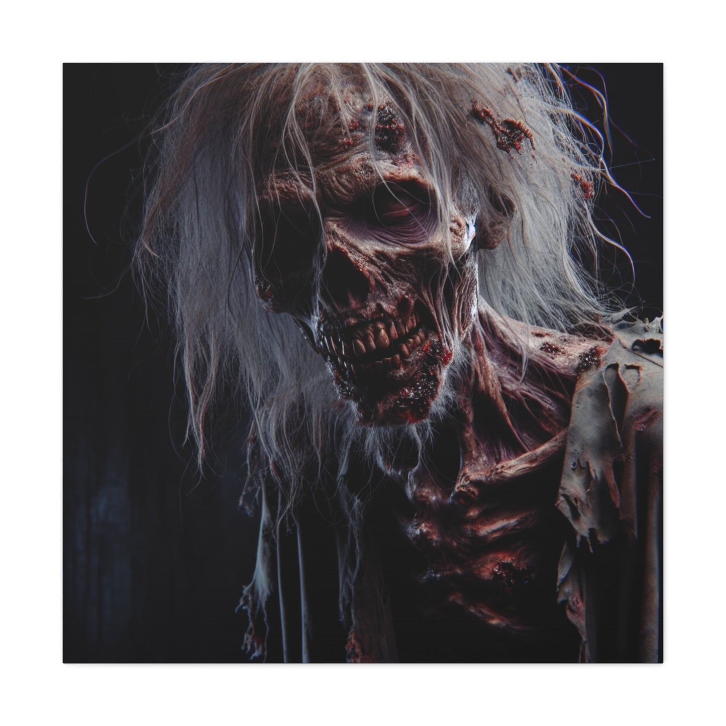 Creepy Zombie Wall Art Canvas - 12" Horror Decor
